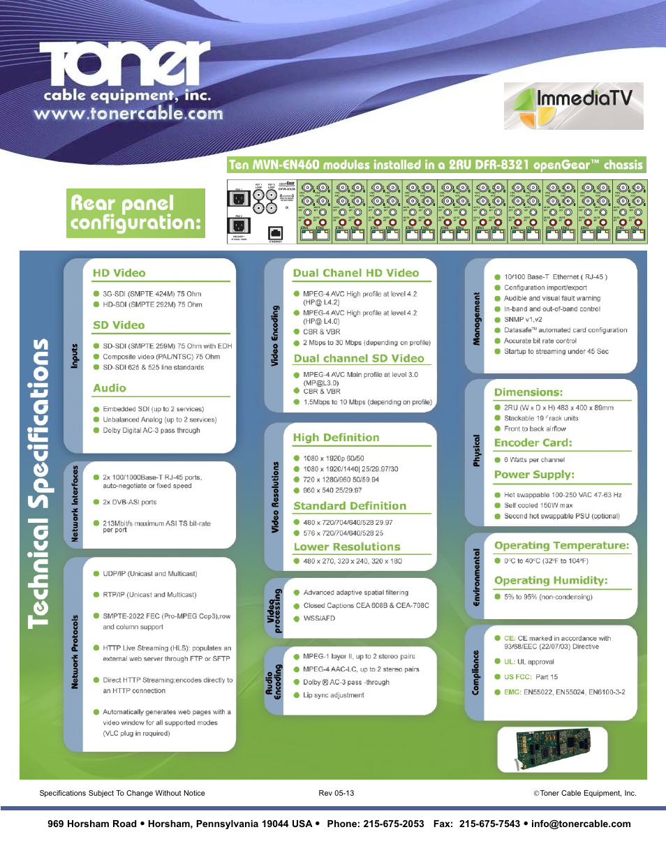 Toner Cable MVN-EN460 MPEG-4 AVC Encoder User Manual | Page 2 / 2