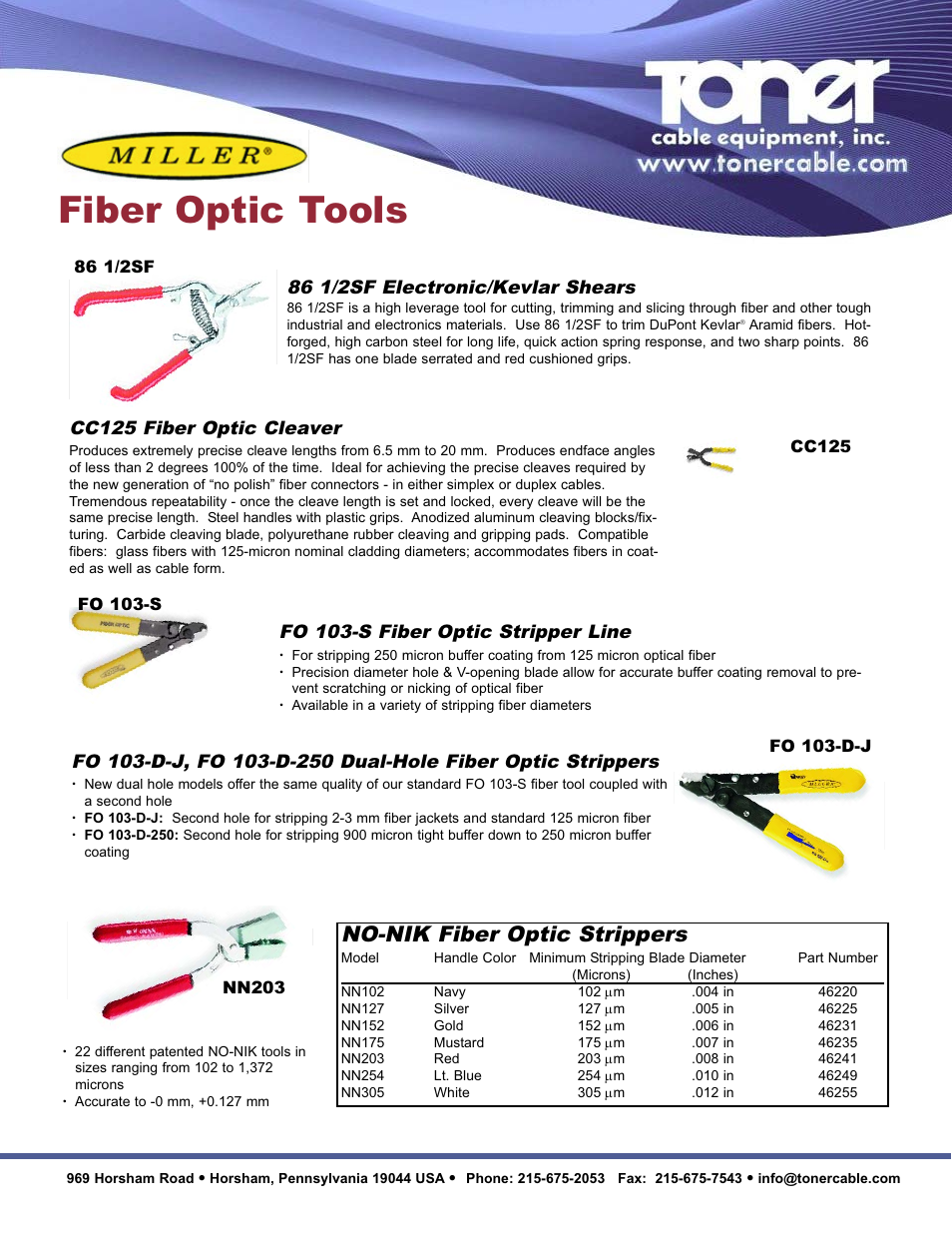 Toner Cable CC125 Fiber Optic Cleaver User Manual | 2 pages