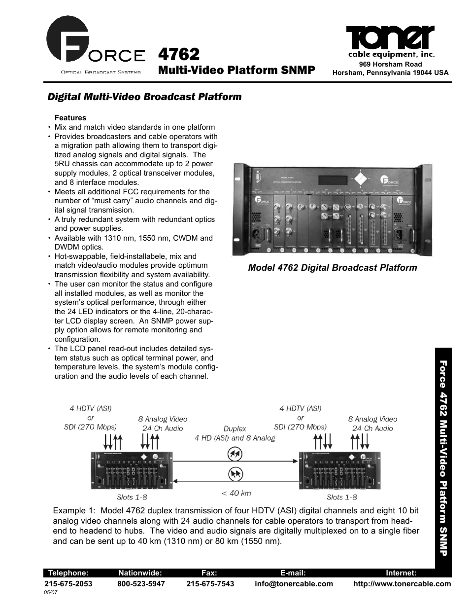 Toner Cable 4762 Multi-Video Platform SNMP User Manual | 2 pages