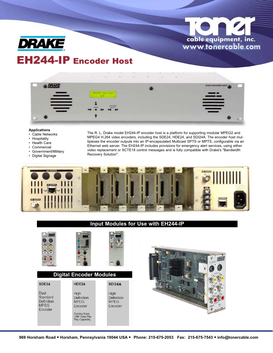 Toner Cable EH244IP Encoder Host User Manual | 2 pages