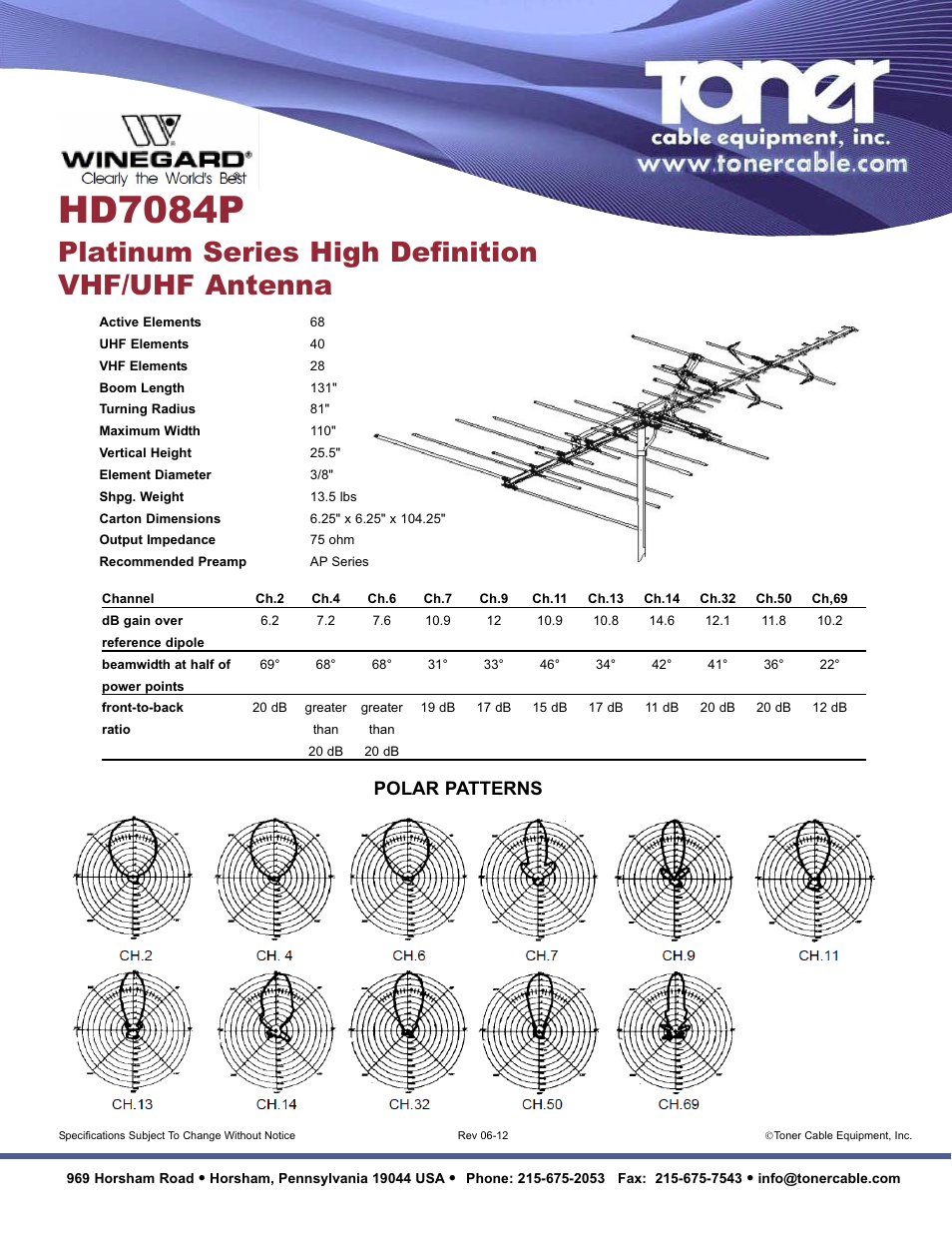 Toner Cable HD7084P High Definition VHF-UHF Antenna User Manual | 1 page