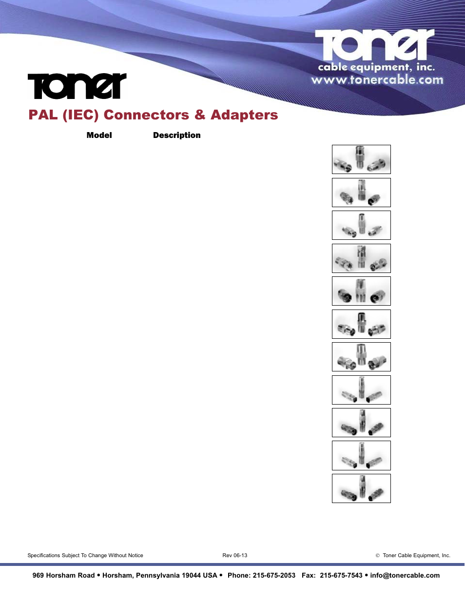 Toner Cable PFFA-F PAL (IEC) Connectors and Adapters User Manual | 1 page