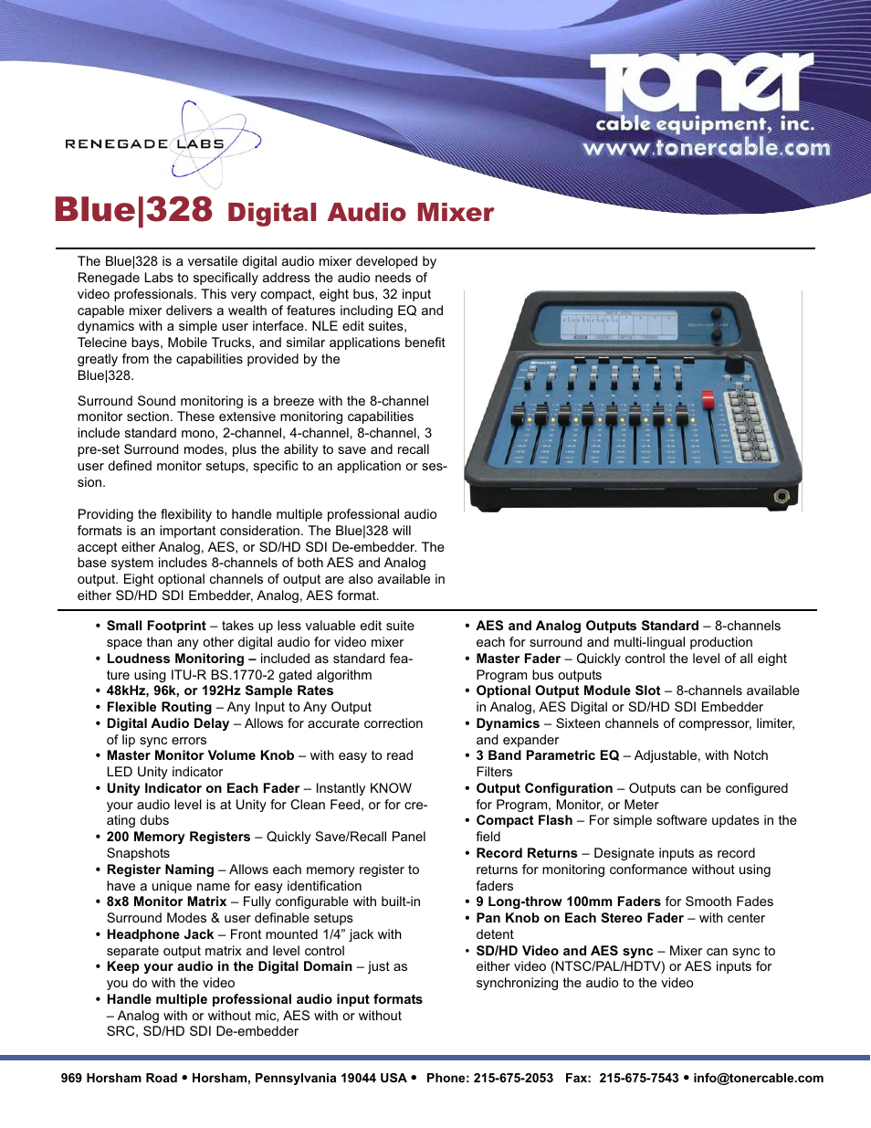 Toner Cable Blue|328 Digital Audio Mixer User Manual | 2 pages