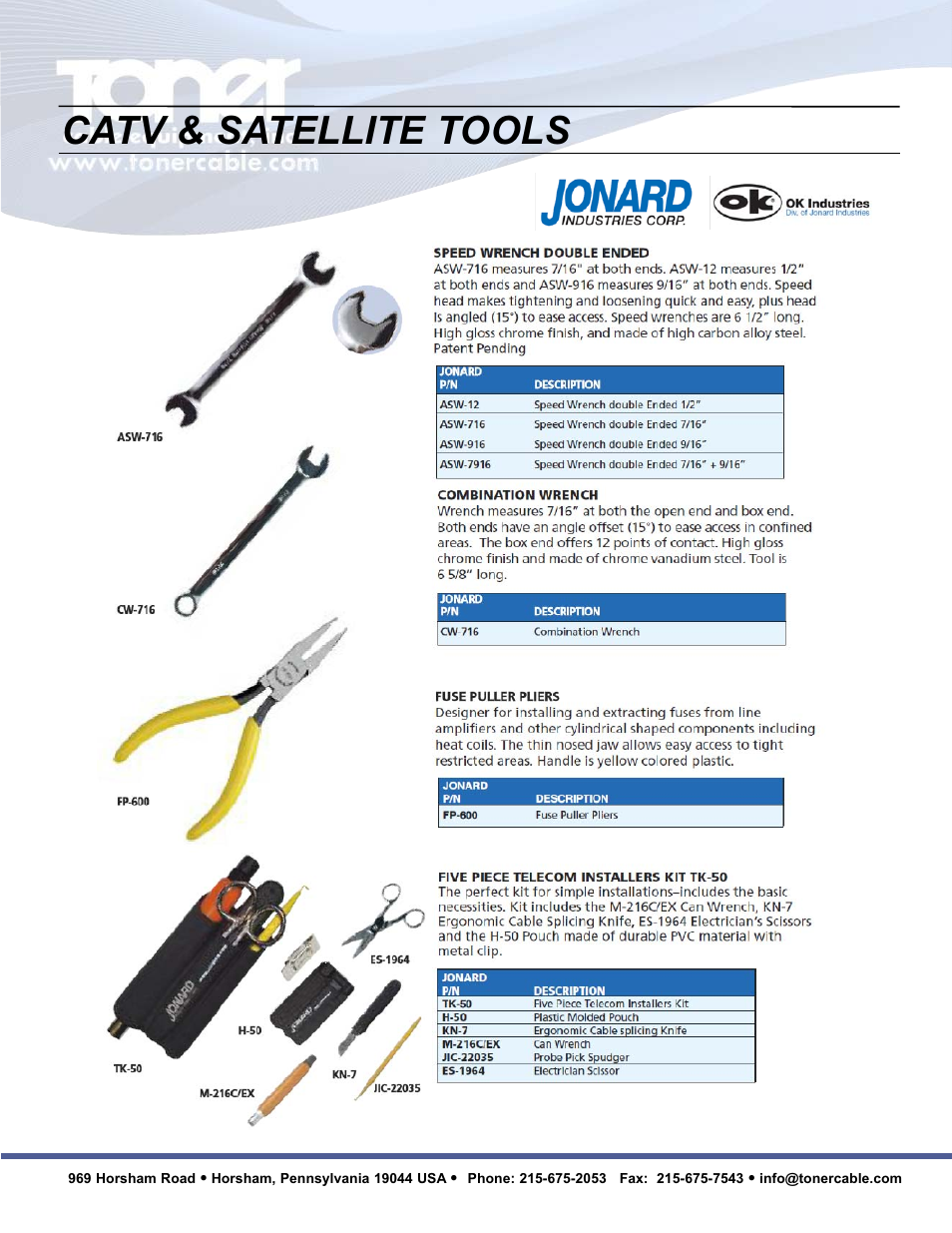 Catv & satellite tools | Toner Cable JIC-891 Connector-Crimping Pliers with Side Cutters User Manual | Page 16 / 22