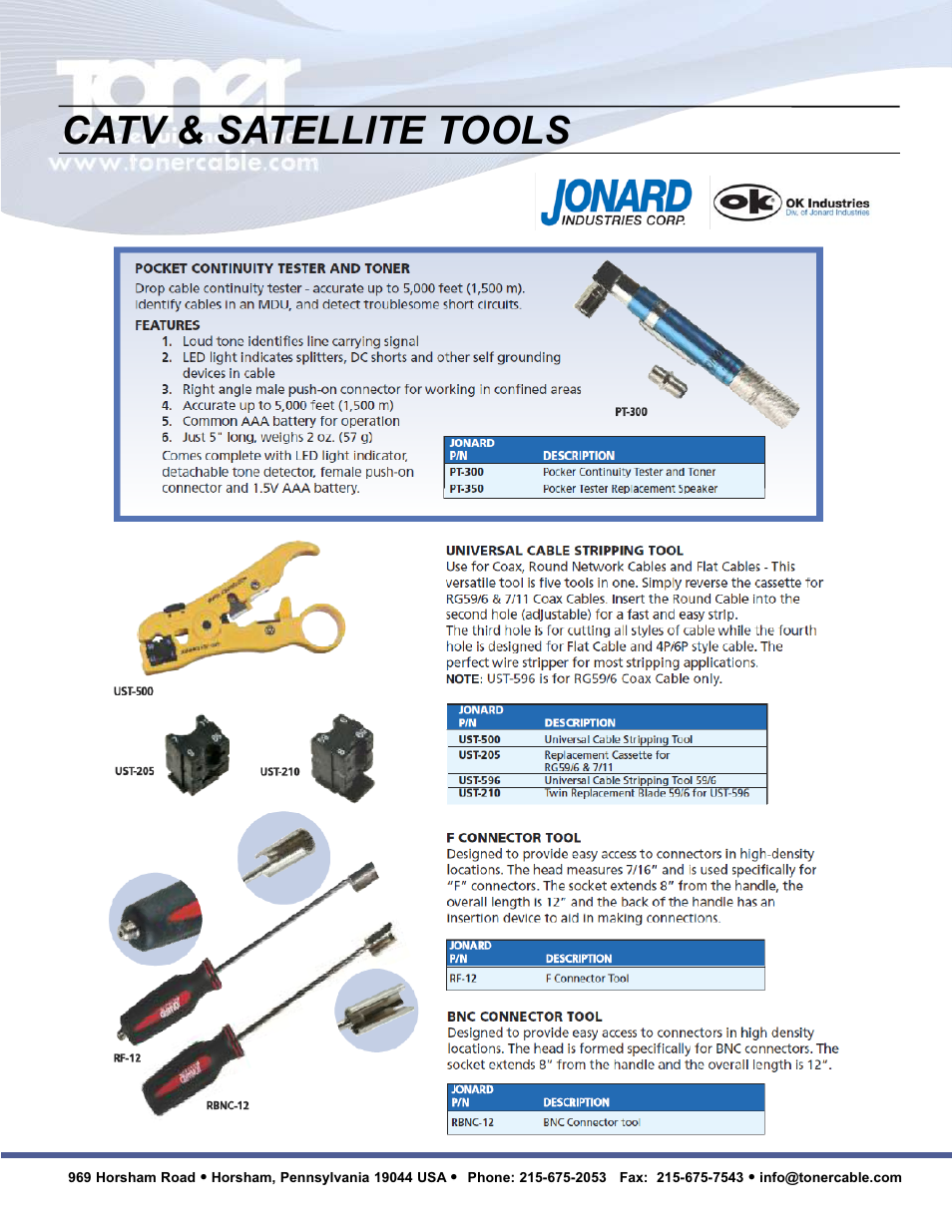 Catv & satellite tools | Toner Cable JIC-891 Connector-Crimping Pliers with Side Cutters User Manual | Page 18 / 22