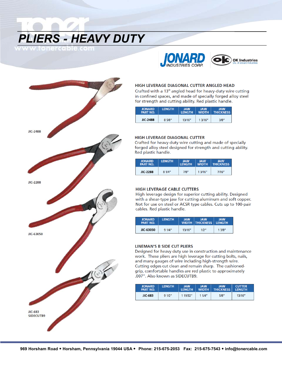 Pliers - heavy duty | Toner Cable JIC-891 Connector-Crimping Pliers with Side Cutters User Manual | Page 2 / 22