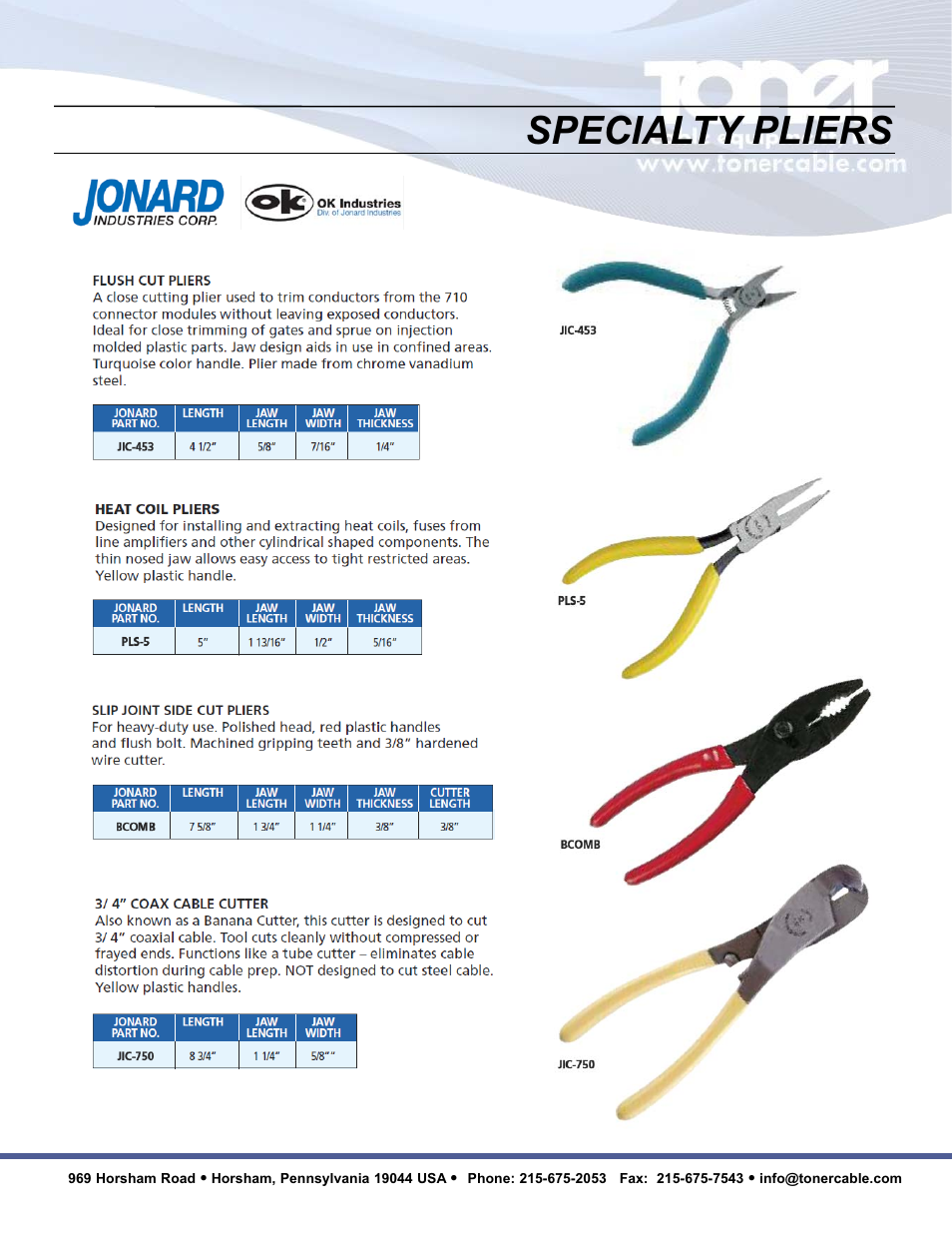 Specialty pliers | Toner Cable JIC-891 Connector-Crimping Pliers with Side Cutters User Manual | Page 7 / 22