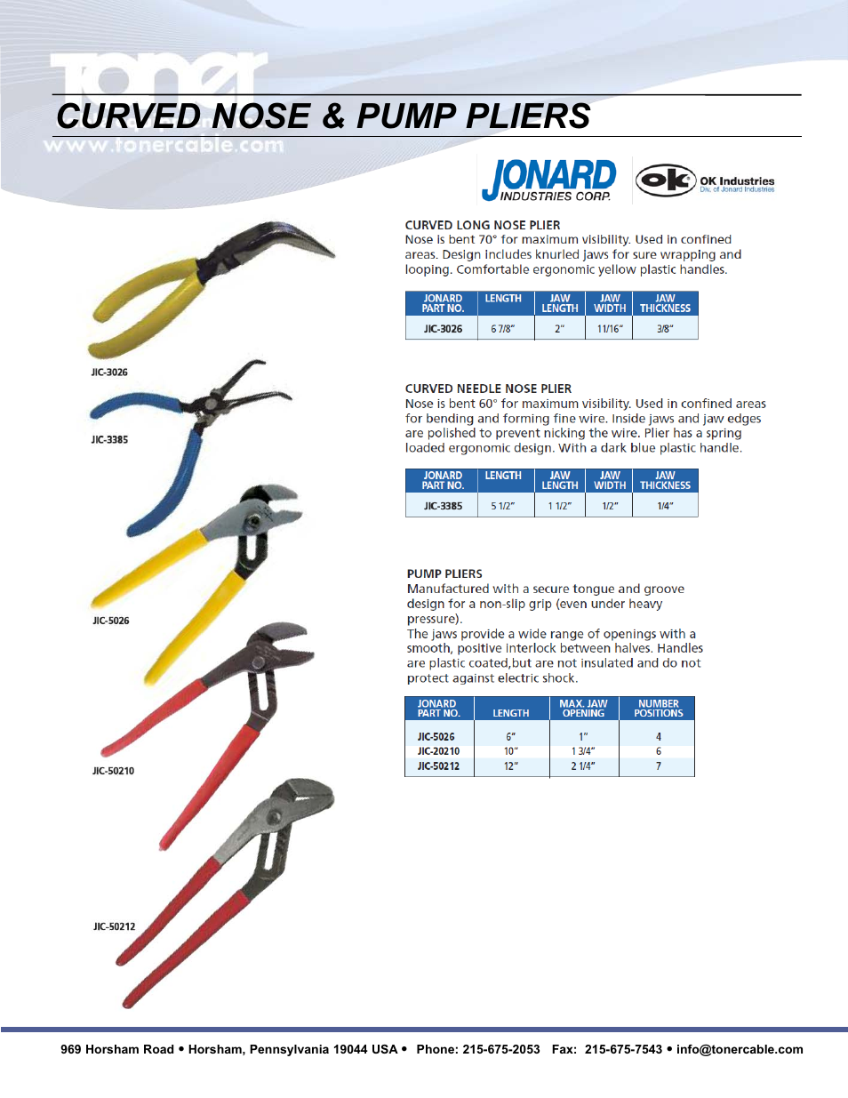 Curved nose & pump pliers | Toner Cable JIC-891 Connector-Crimping Pliers with Side Cutters User Manual | Page 8 / 22