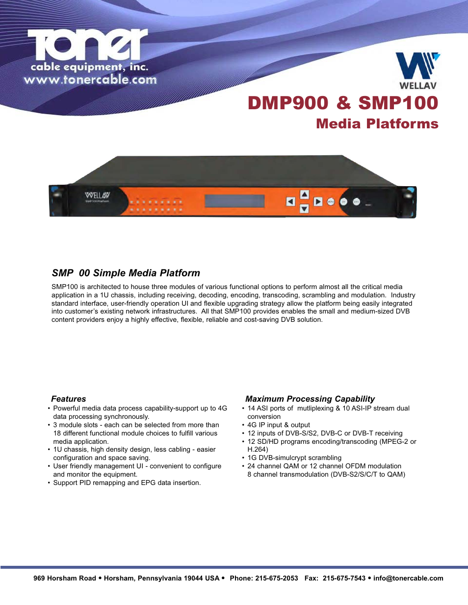 Media platforms, Smp 00 simple media platform | Toner Cable DMP900 Digital Media Platform User Manual | Page 2 / 4