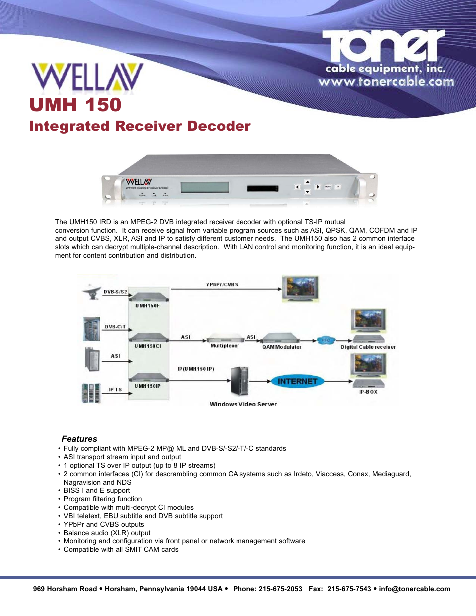 Toner Cable UMH150 Integrated Receiver Decoder User Manual | 2 pages