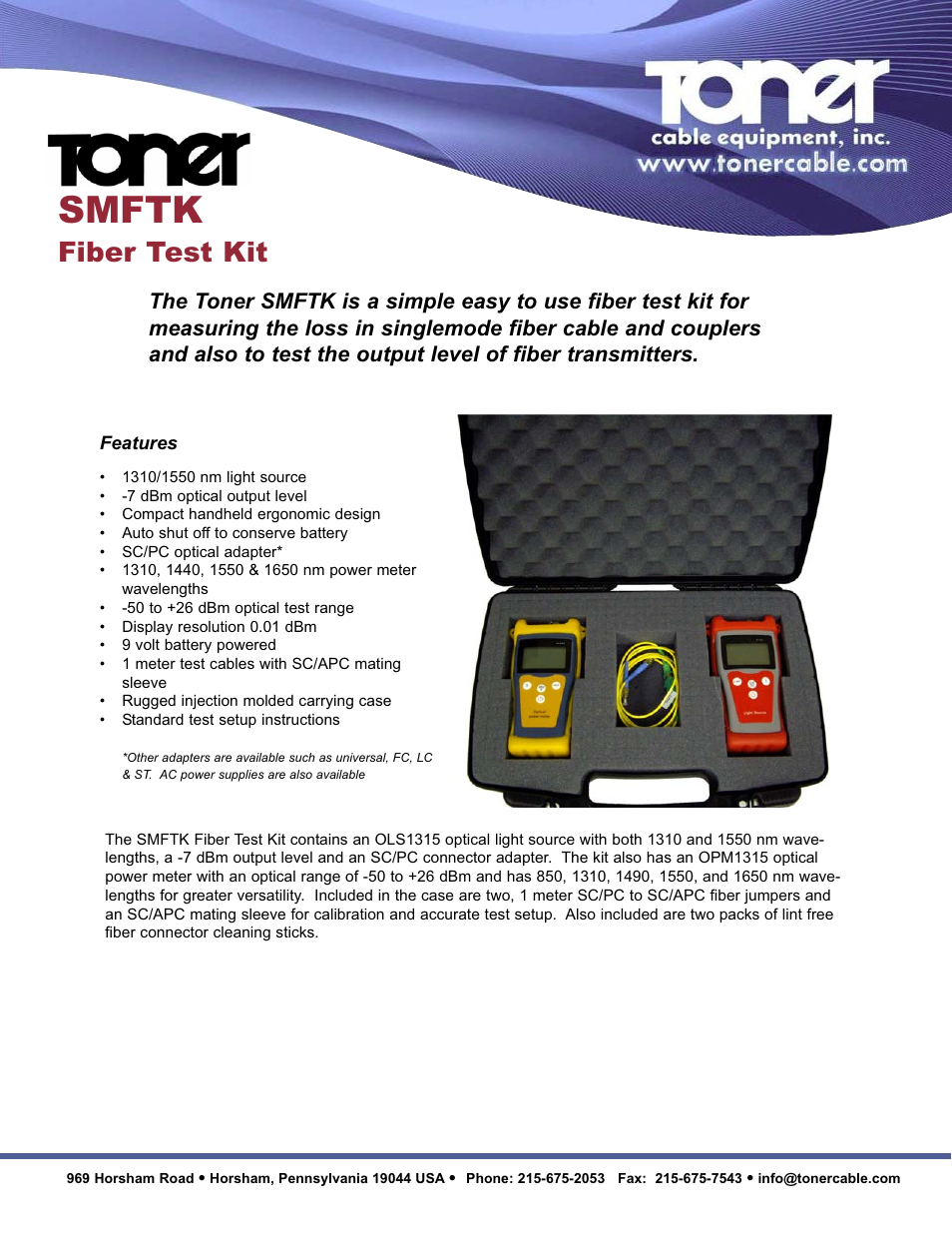 Toner Cable SMFTK Fiber Test Kit User Manual | 2 pages