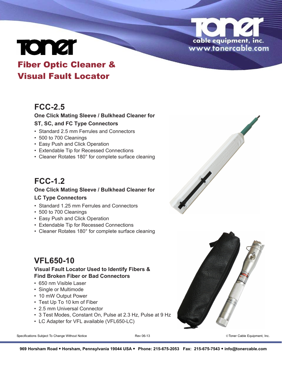 Toner Cable FCC-2.5 One Click Mating Sleeve - Bulkhead Cleaner for 2.5mm Ferrules & Connectors User Manual | 1 page