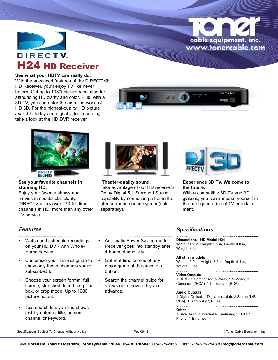 Toner Cable H24 HD Receiver User Manual | 1 page