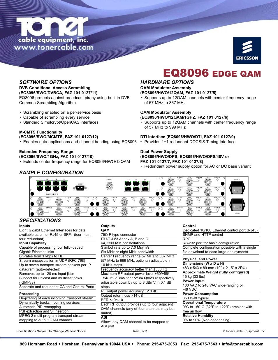 Eq8096, Edge qam | Toner Cable EQ8096 EDGE QAM User Manual | Page 2 / 2