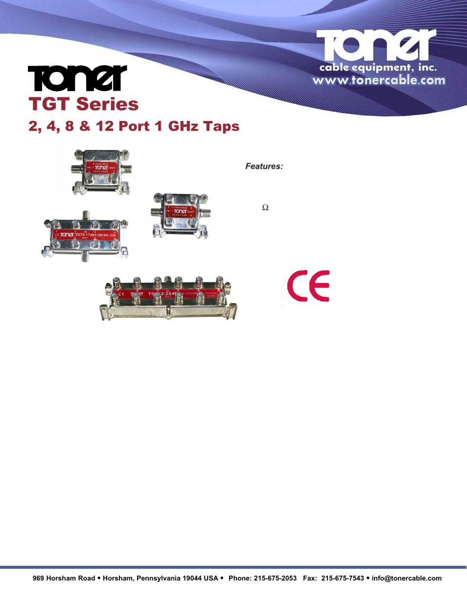 Toner Cable TGT4 4 Port 1 GHz Taps User Manual | 2 pages