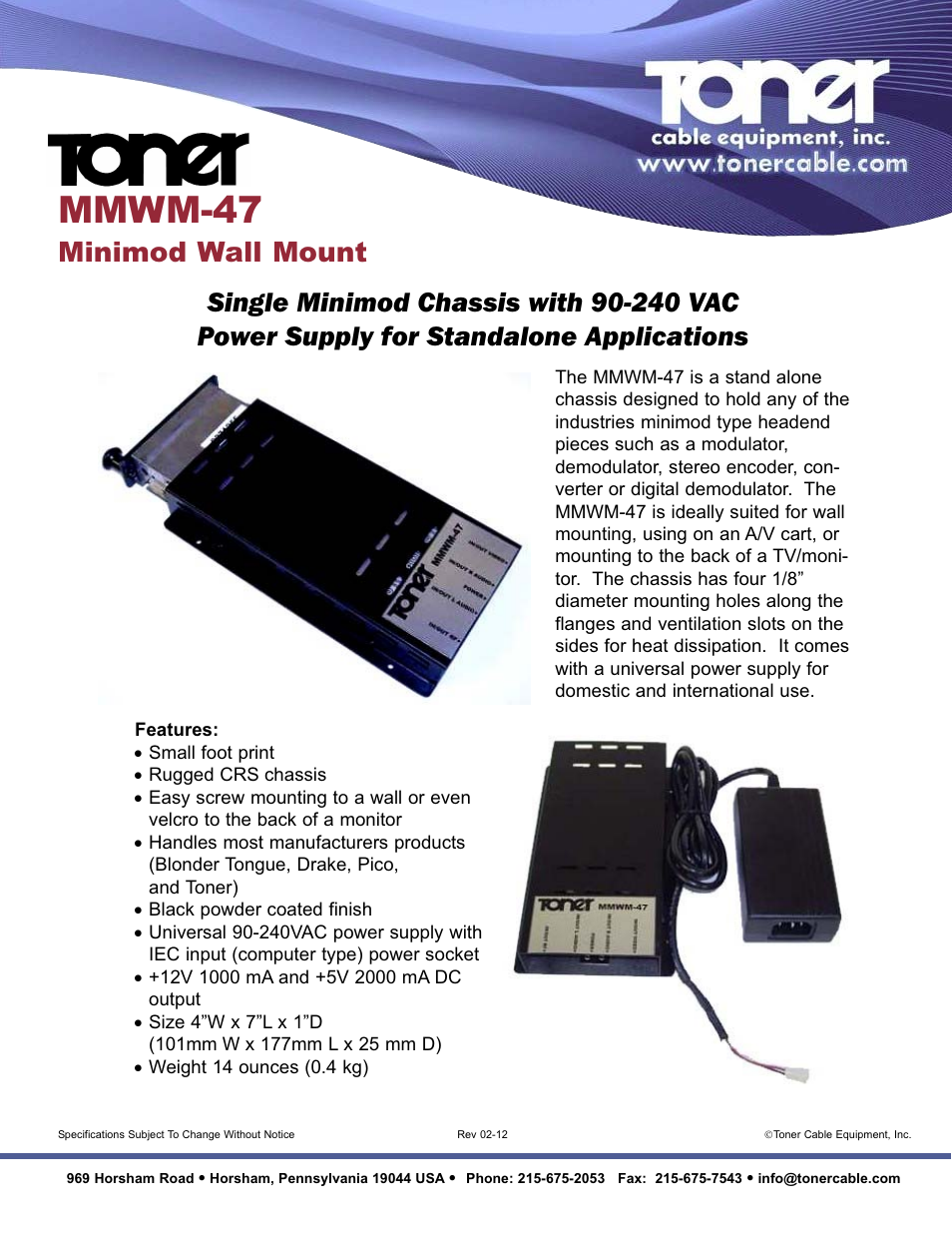 Toner Cable MMWM-47 Minimod Wall Mount User Manual | 1 page