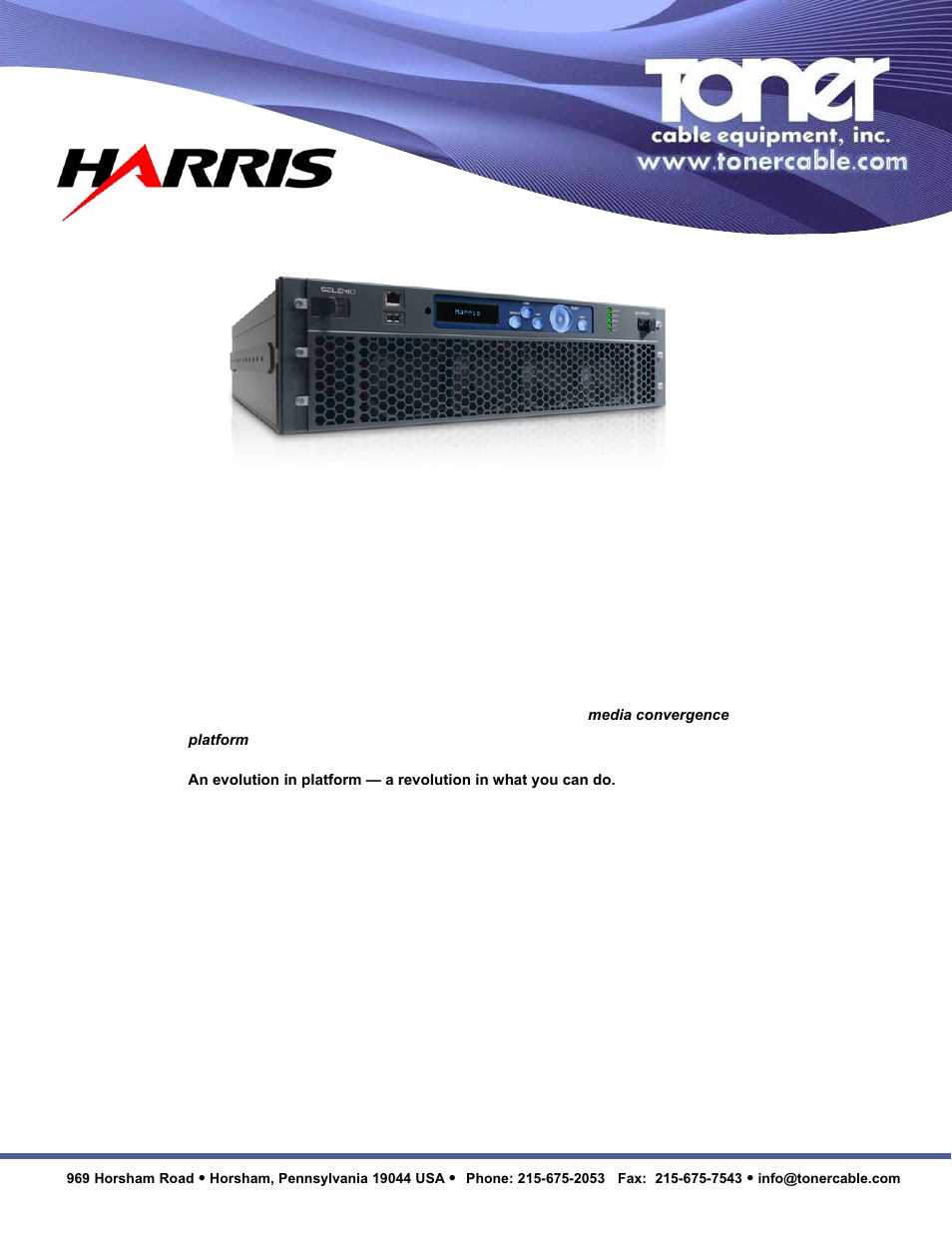 Toner Cable SELENIO Media Convergence Platform User Manual | 12 pages