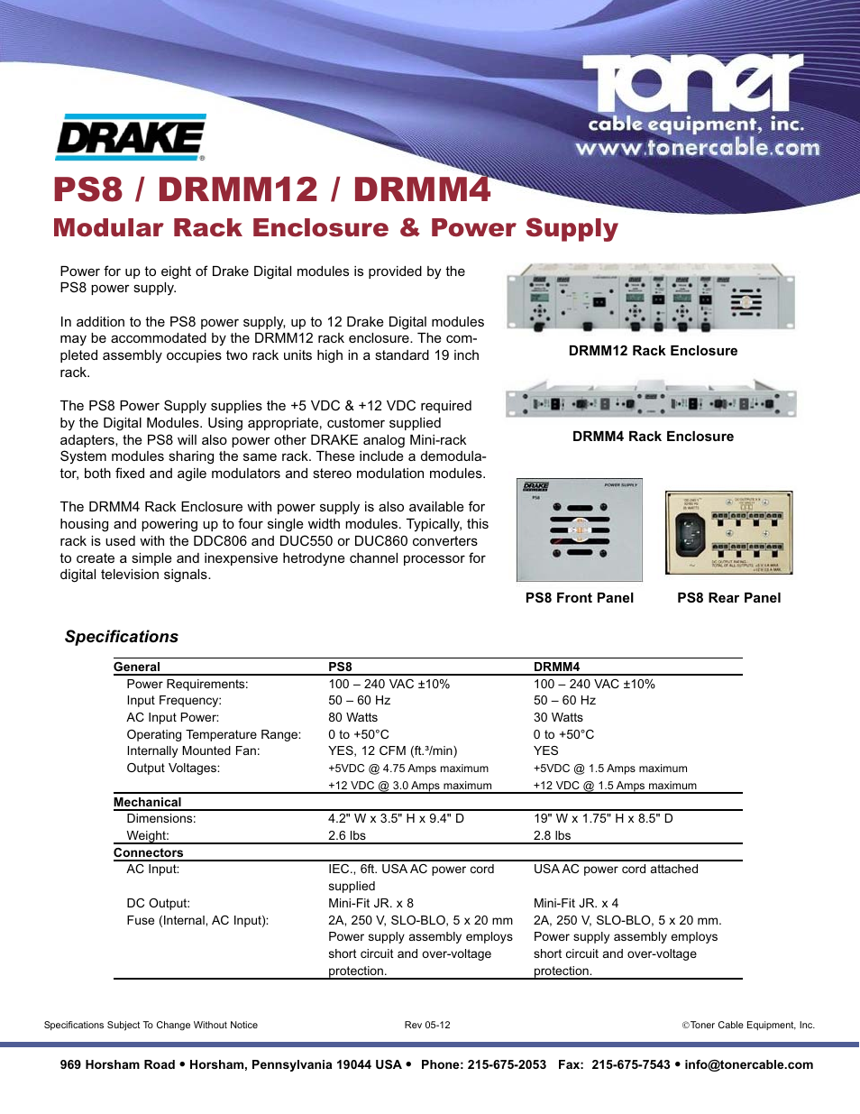 Toner Cable DRMM12 12 Module Rack Enclosure User Manual | 1 page