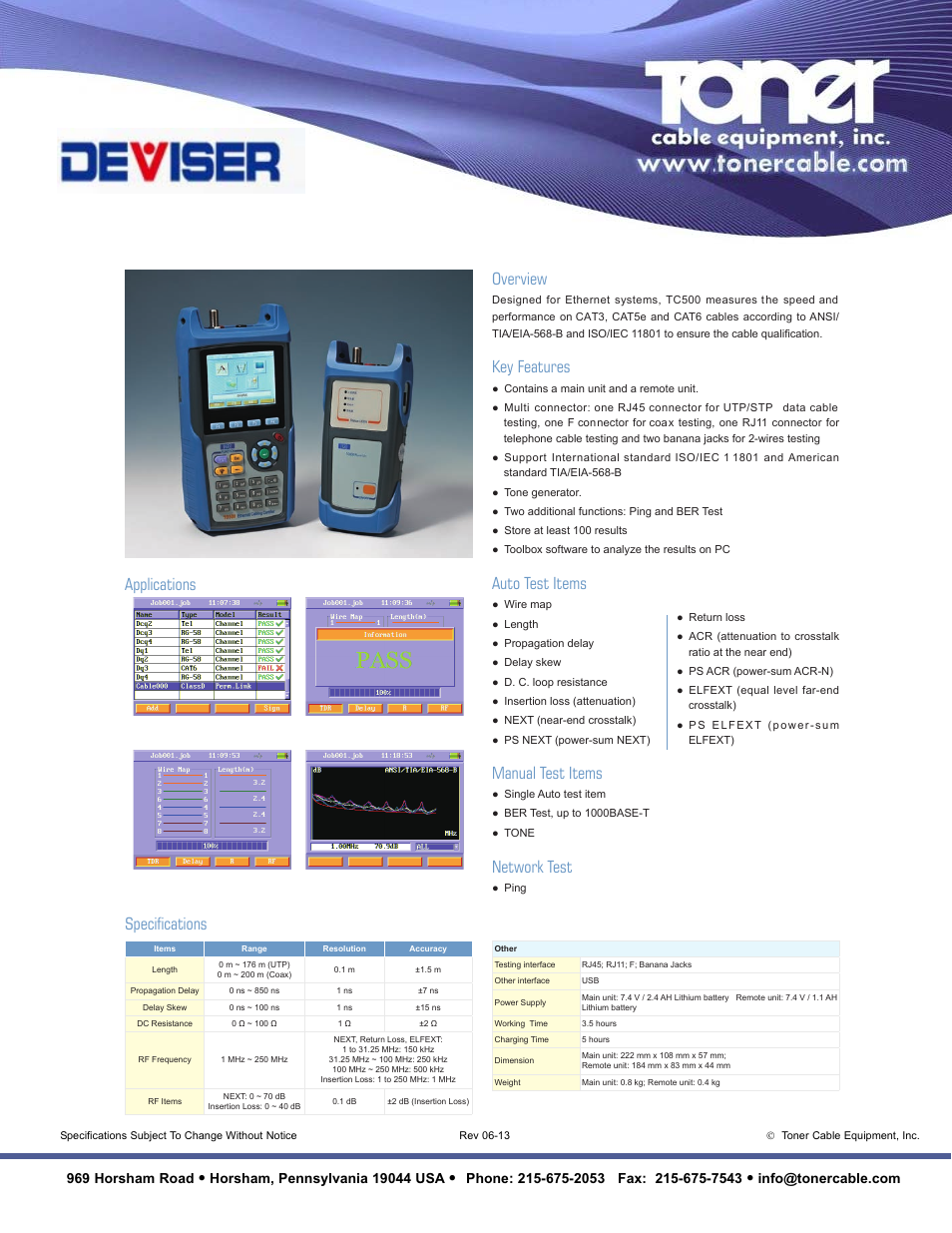 Toner Cable TC500 Ethernet Cabling Tester User Manual | 1 page