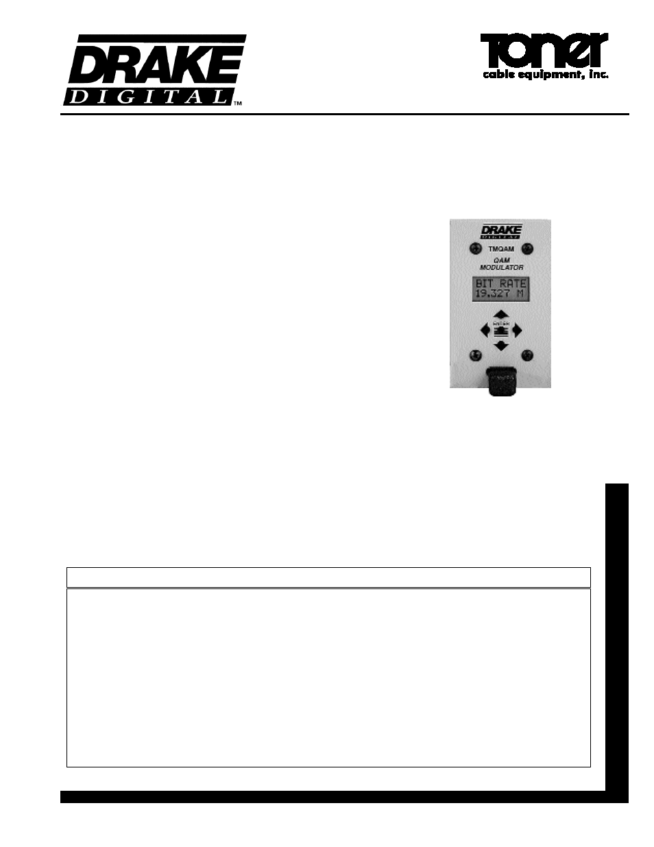 Toner Cable SDQPSK Digital Satellite Demodulator User Manual | 4 pages