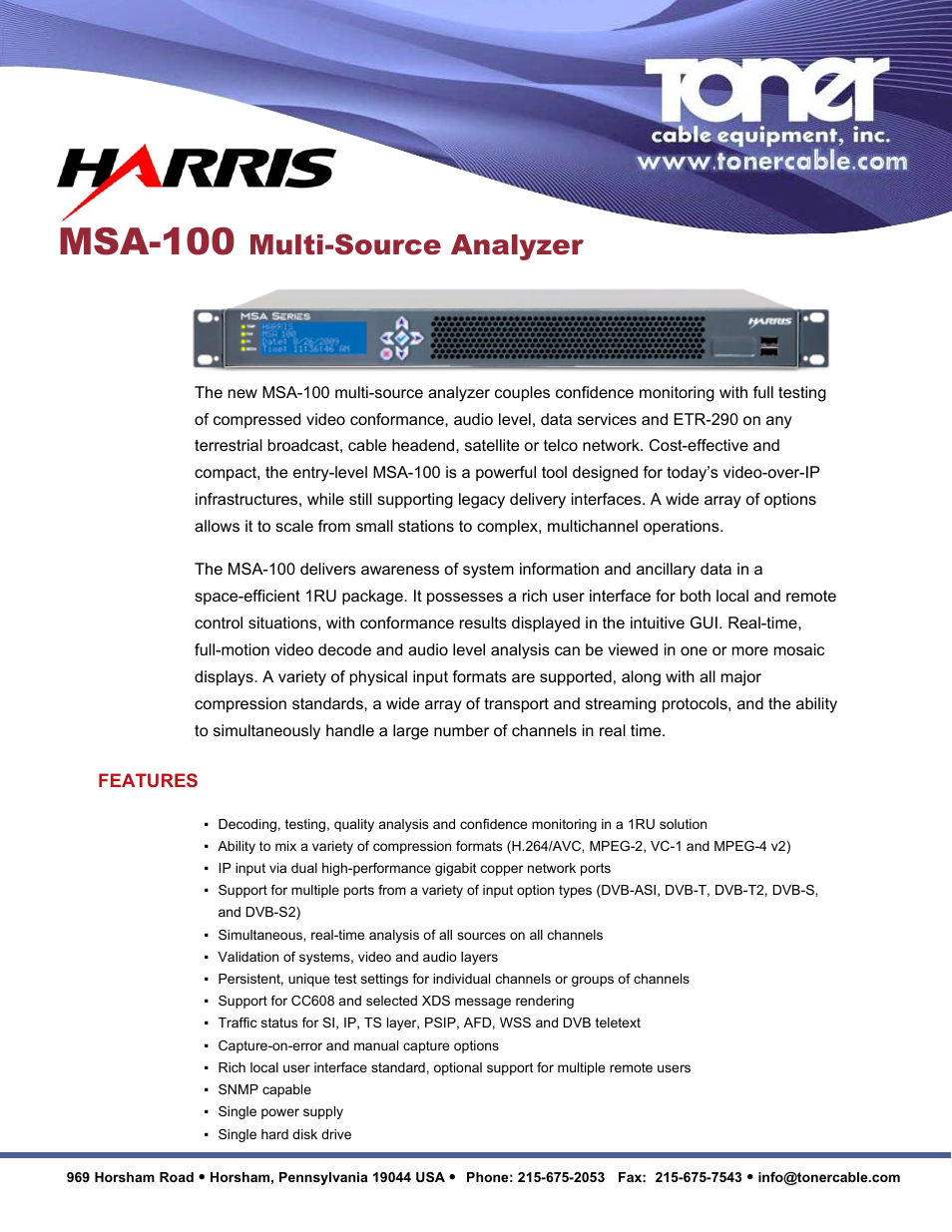 Toner Cable MSA-100 Multi-Source Analyzer User Manual | 10 pages