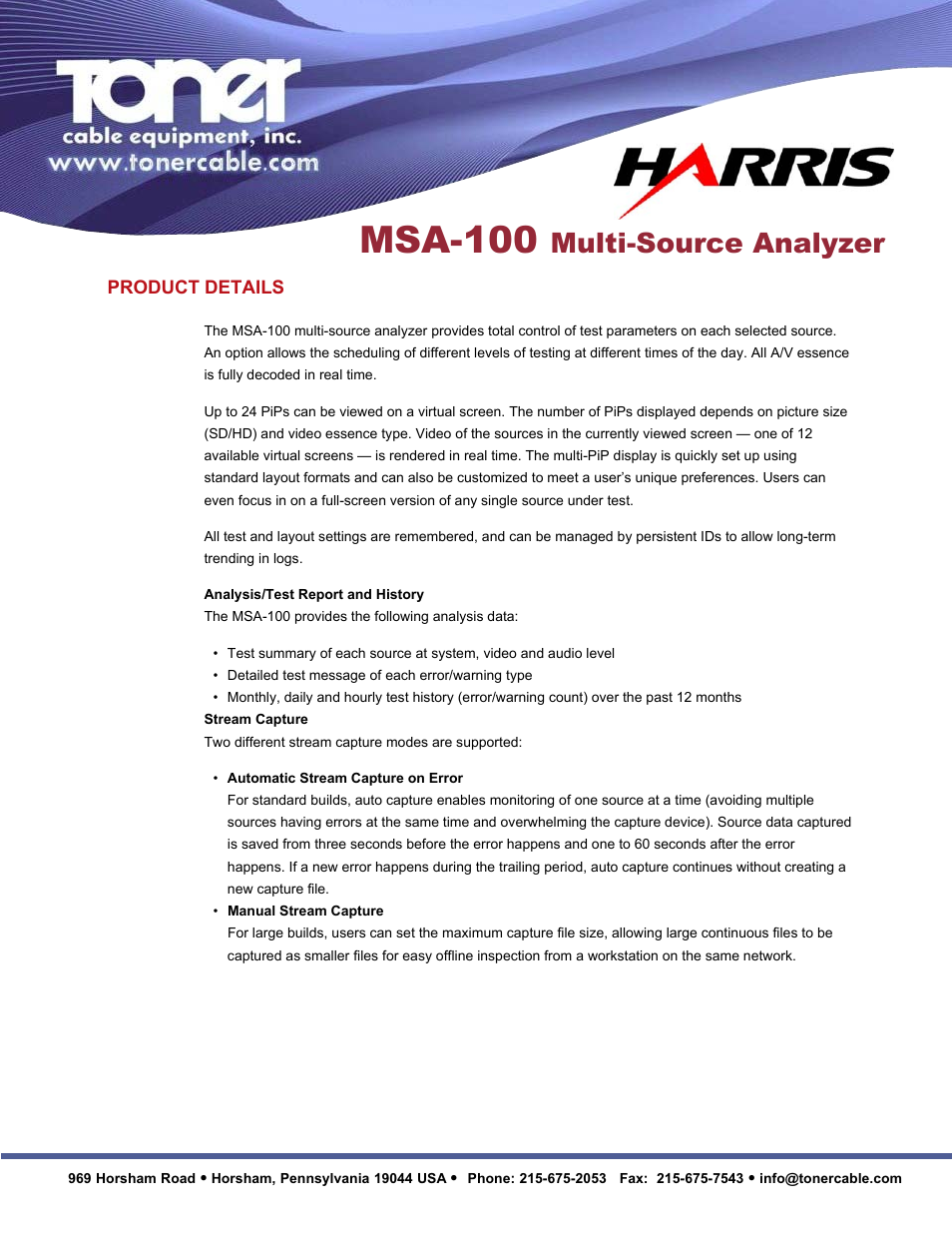 Msa-100, Multi-source analyzer, Product details | Toner Cable MSA-100 Multi-Source Analyzer User Manual | Page 2 / 10