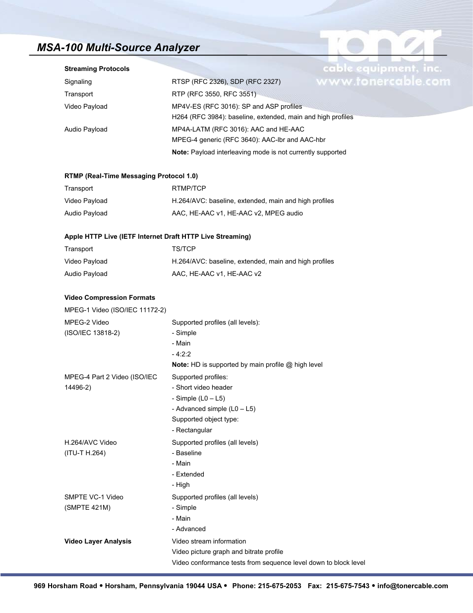 Msa-100 multi-source analyzer | Toner Cable MSA-100 Multi-Source Analyzer User Manual | Page 5 / 10
