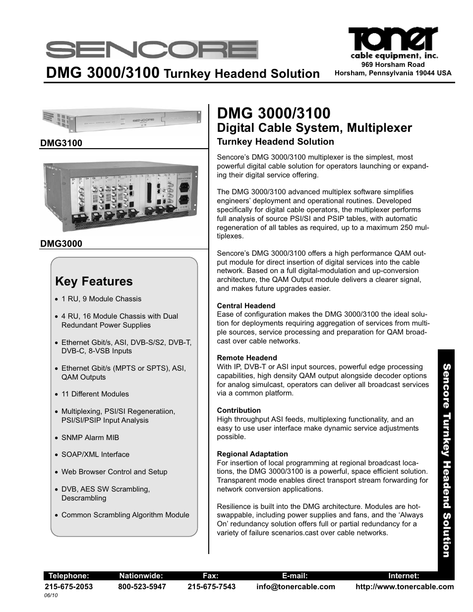 Toner Cable DMG 3000 _ 3100 Digital Cable System, Multiplexer User Manual | 4 pages