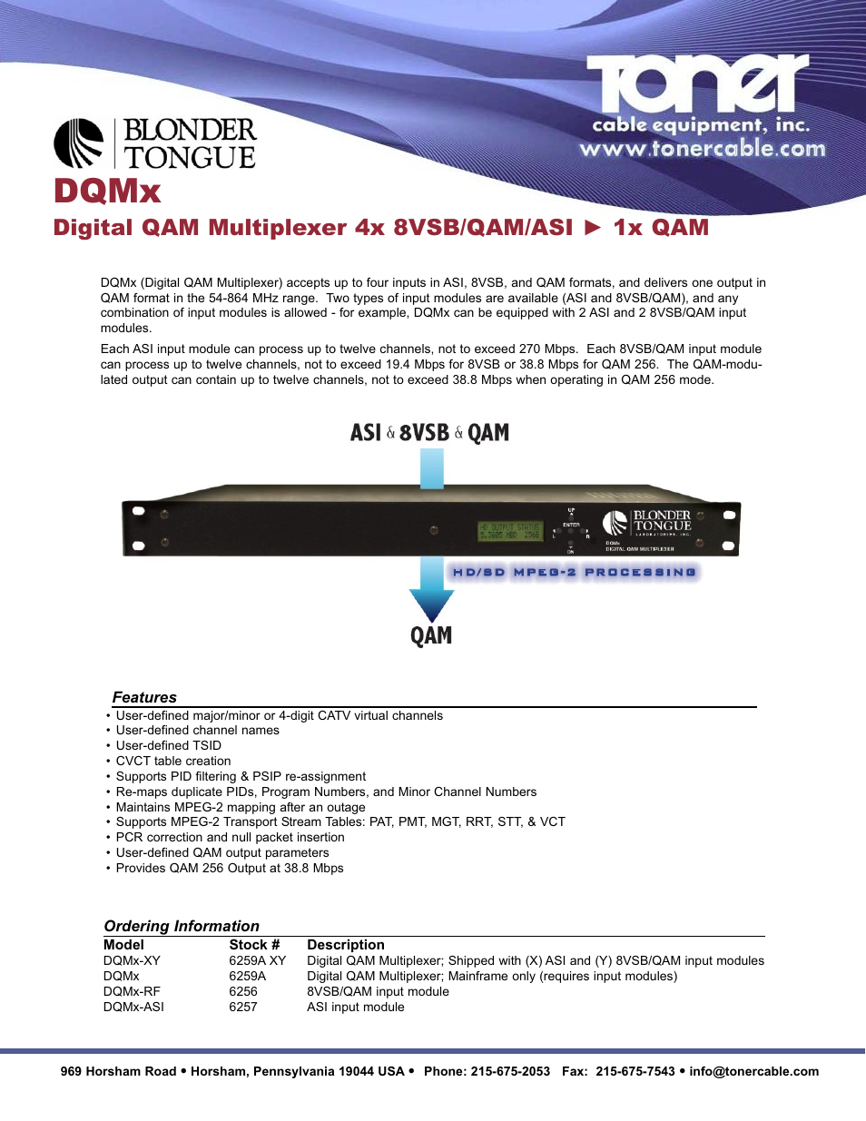 Toner Cable DQMx Digital QAM Multiplexer User Manual | 2 pages