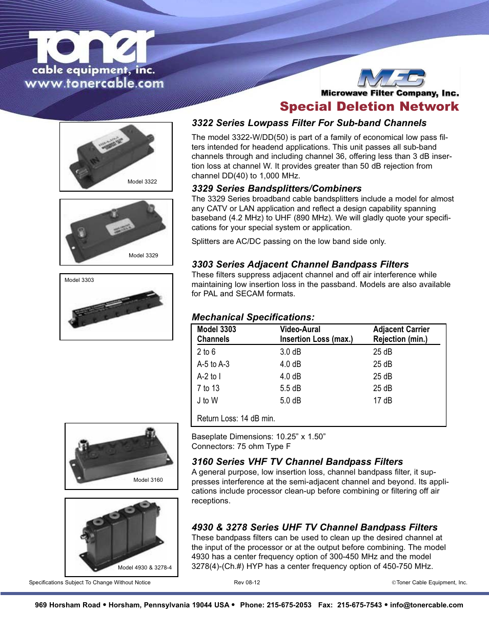 Special deletion network | Toner Cable 7964 (Contiguous) Series Special Deletion Networks User Manual | Page 2 / 2