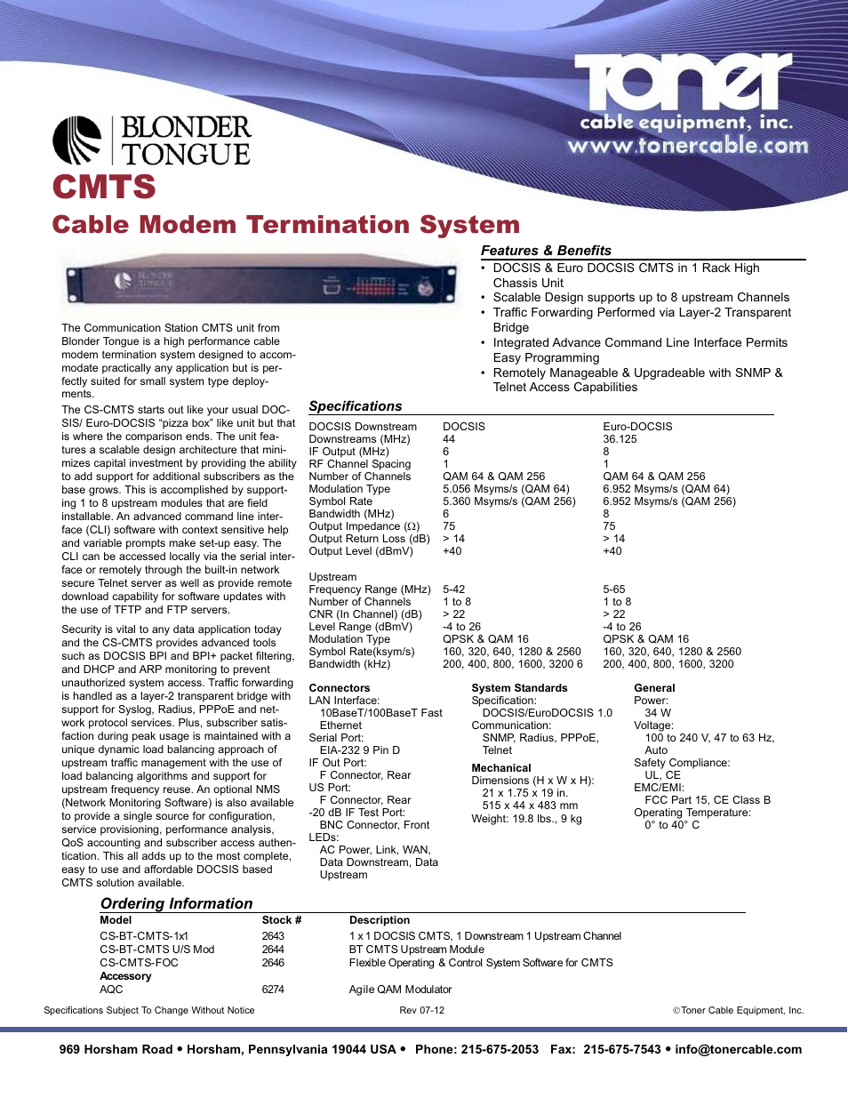 Toner Cable CS-CMTS Agile QAM Module User Manual | 1 page