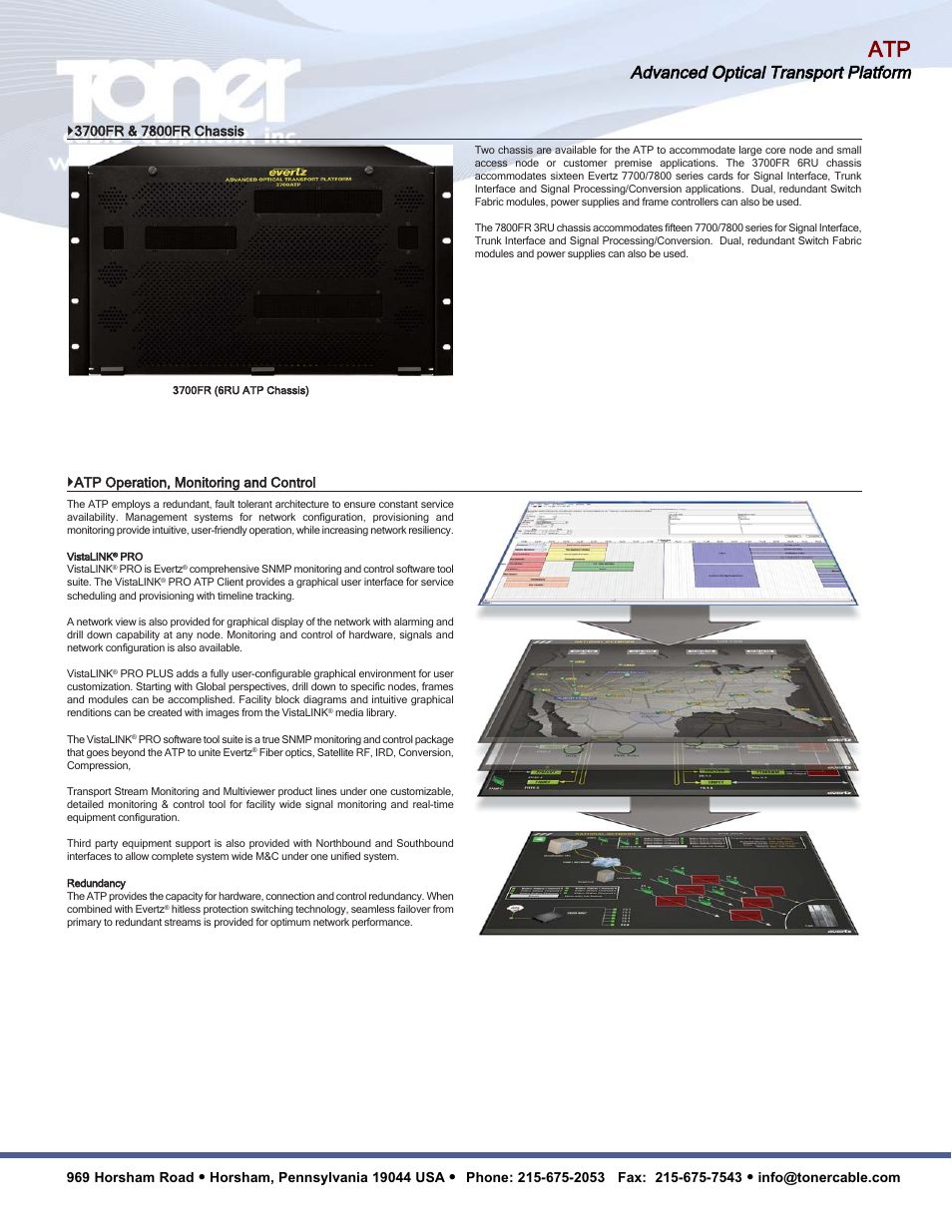 Advanced optical transport platform, 969 horsham road | Toner Cable ATP Advanced Optical Transport Platform User Manual | Page 3 / 6