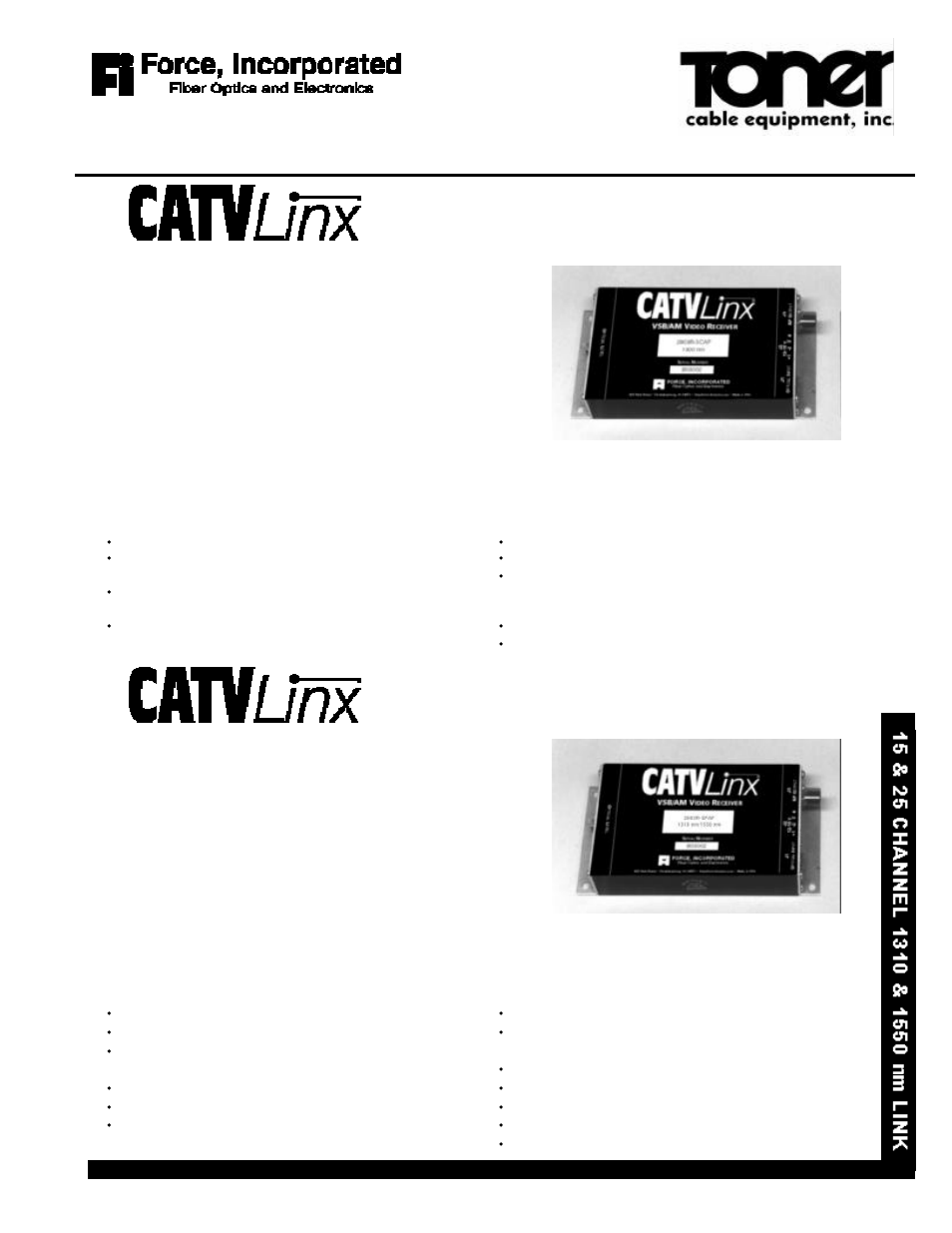Toner Cable 2903 25 Channel VSB_AM Fiber Optic Link User Manual | 2 pages