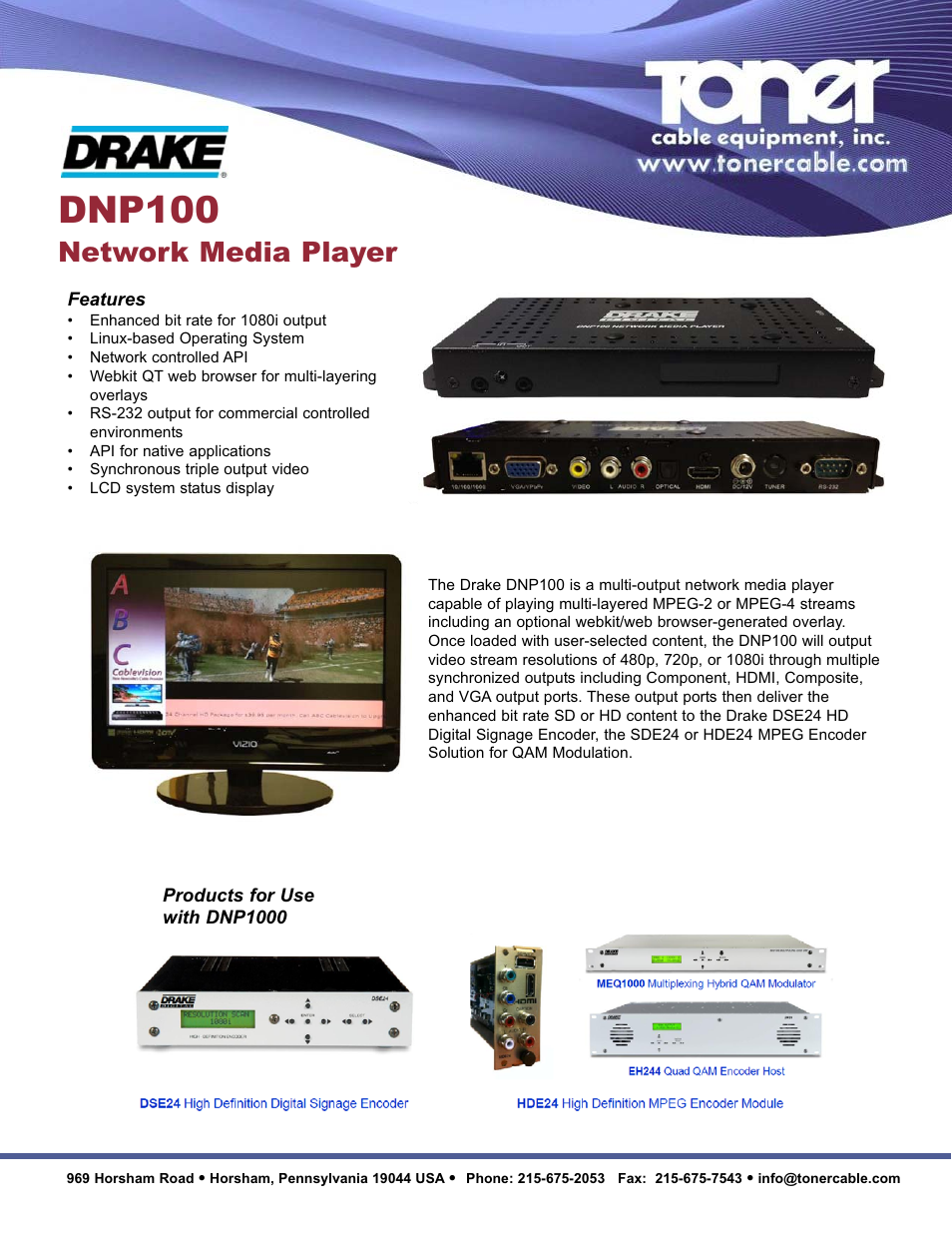 Toner Cable DNP100 Network Media Player User Manual | 2 pages