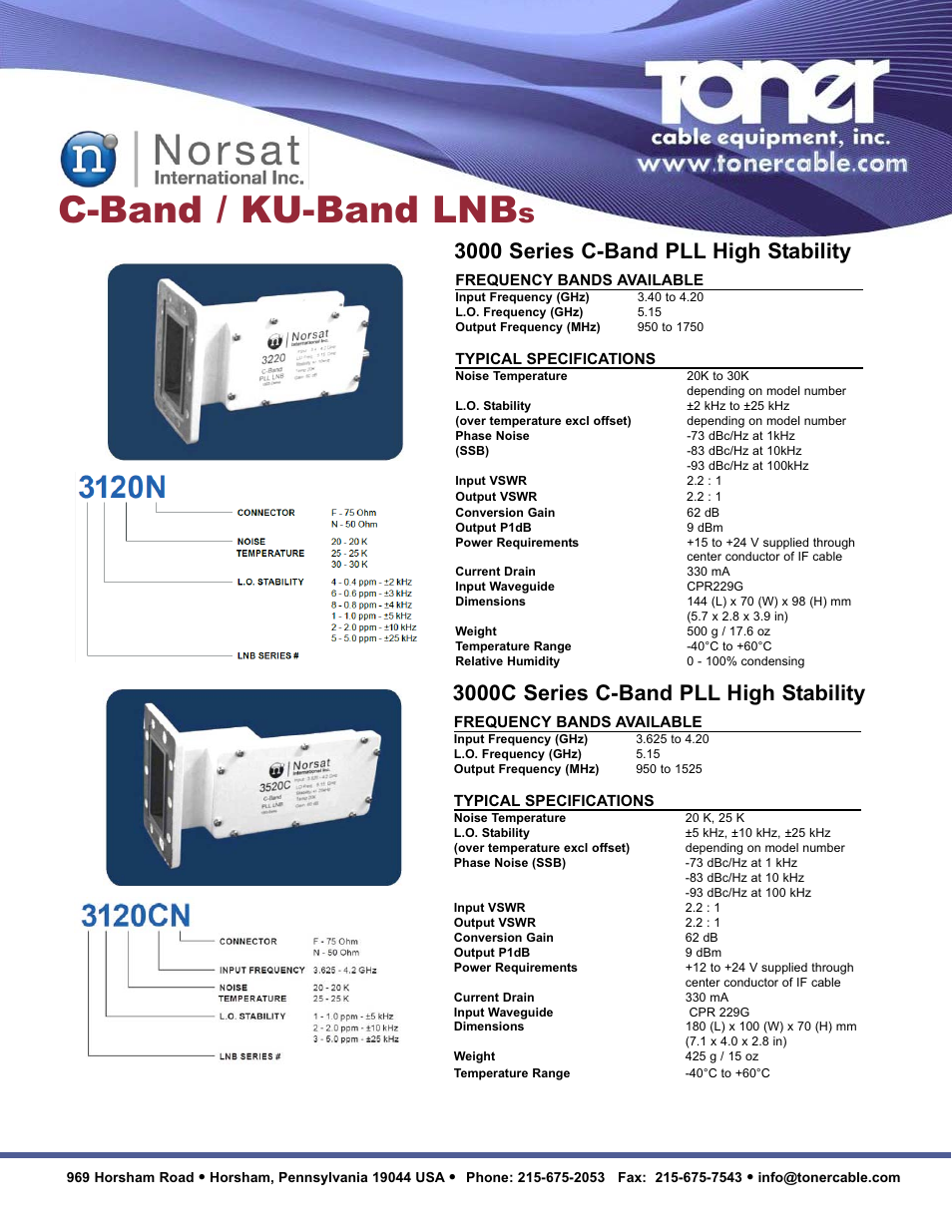 Toner Cable 3000 Series Digital C-Band PLL LNB User Manual | 2 pages