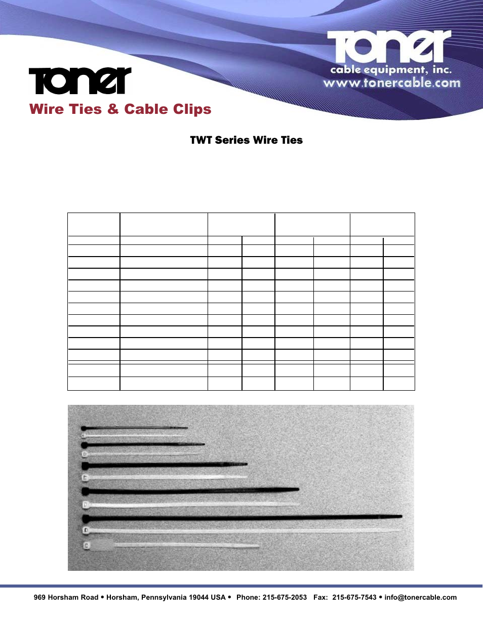 Toner Cable TWT Series Wire Ties User Manual | 2 pages