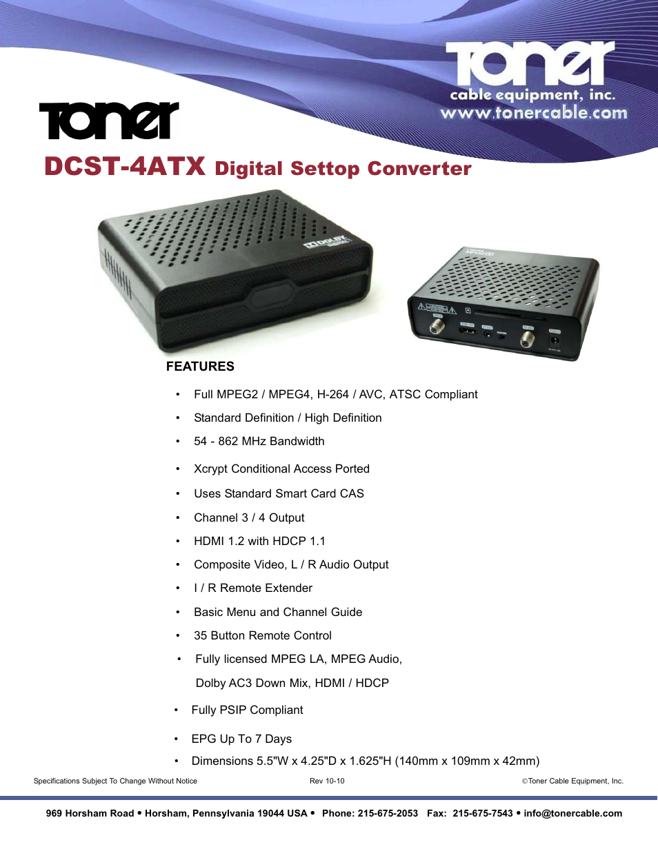 Toner Cable DCST-4ATX Digital Settop Converter User Manual | 1 page