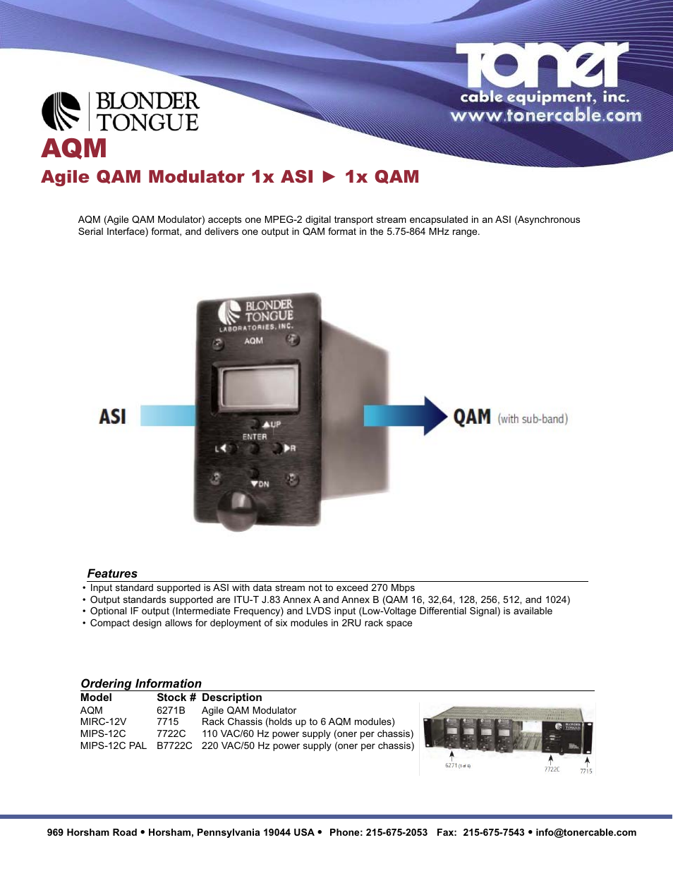 Toner Cable AQM Agile QAM Modulator User Manual | 2 pages
