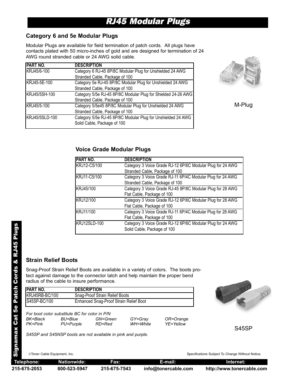 Rj45 modular plugs | Toner Cable KRJ* Voice Grade Modular Plugs User Manual | Page 2 / 2