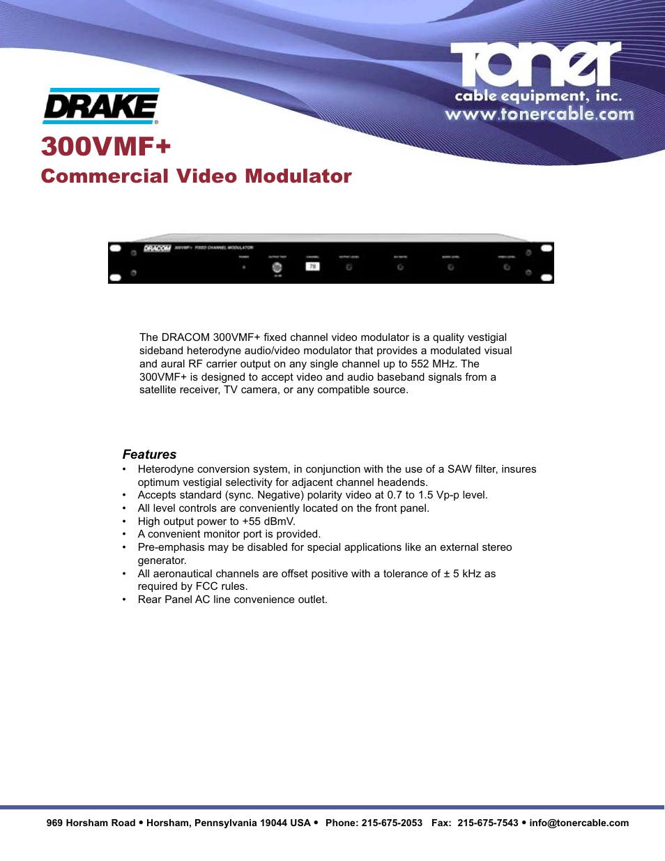 Toner Cable 300VMF+ Commercial Video Modulator User Manual | 2 pages
