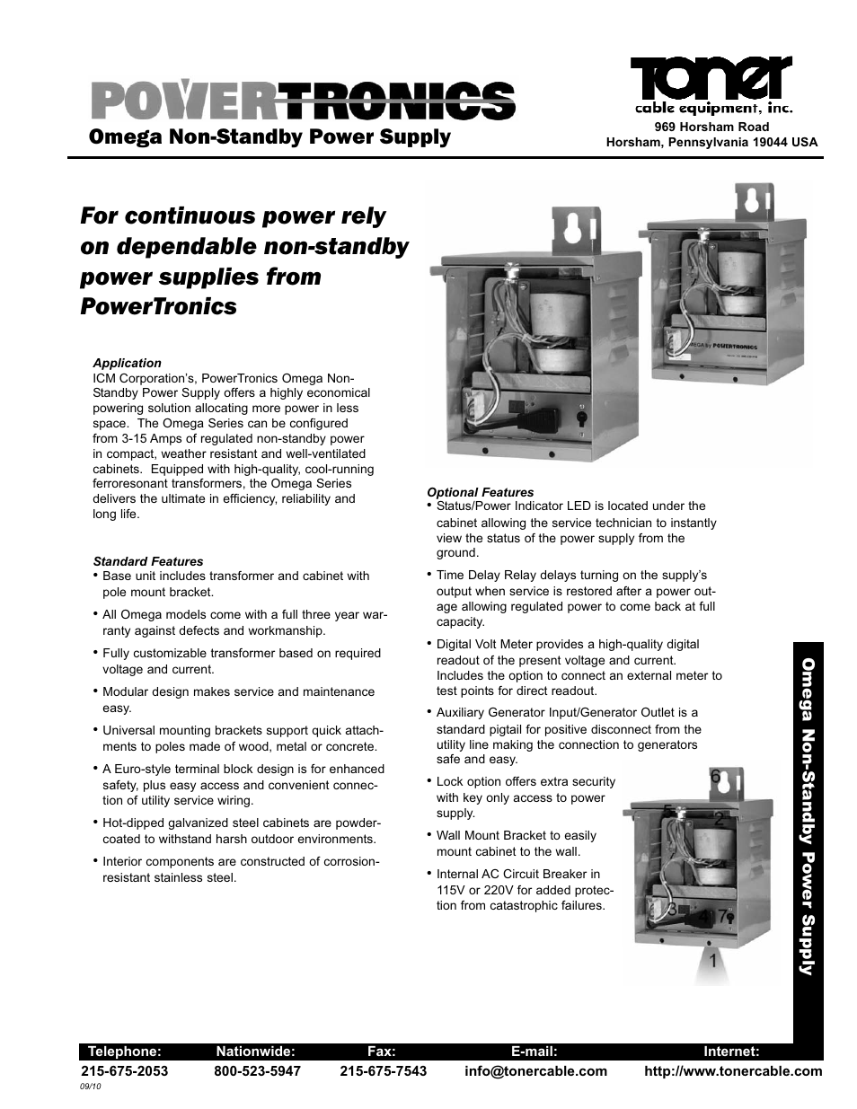 Toner Cable Omega Non-Standby Power Supply User Manual | 2 pages