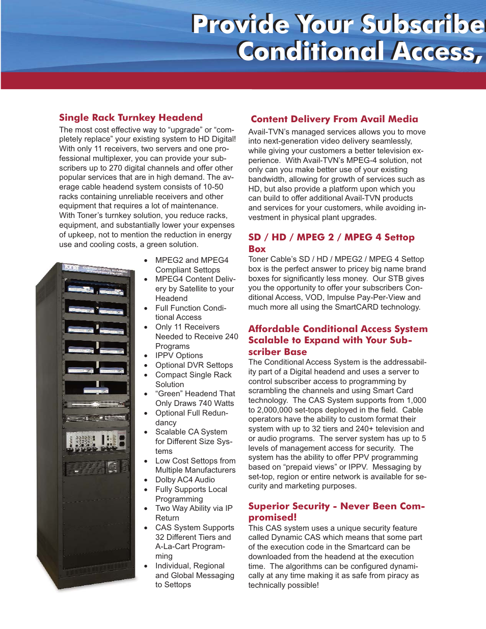 Toner Cable Avante HD MPEG4 HD Digital Headend User Manual | Page 2 / 4
