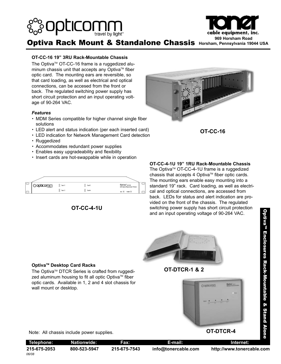 Toner Cable OT-CC-4-1U 19" 1RU Rack-Mountable Chassis User Manual | 2 pages