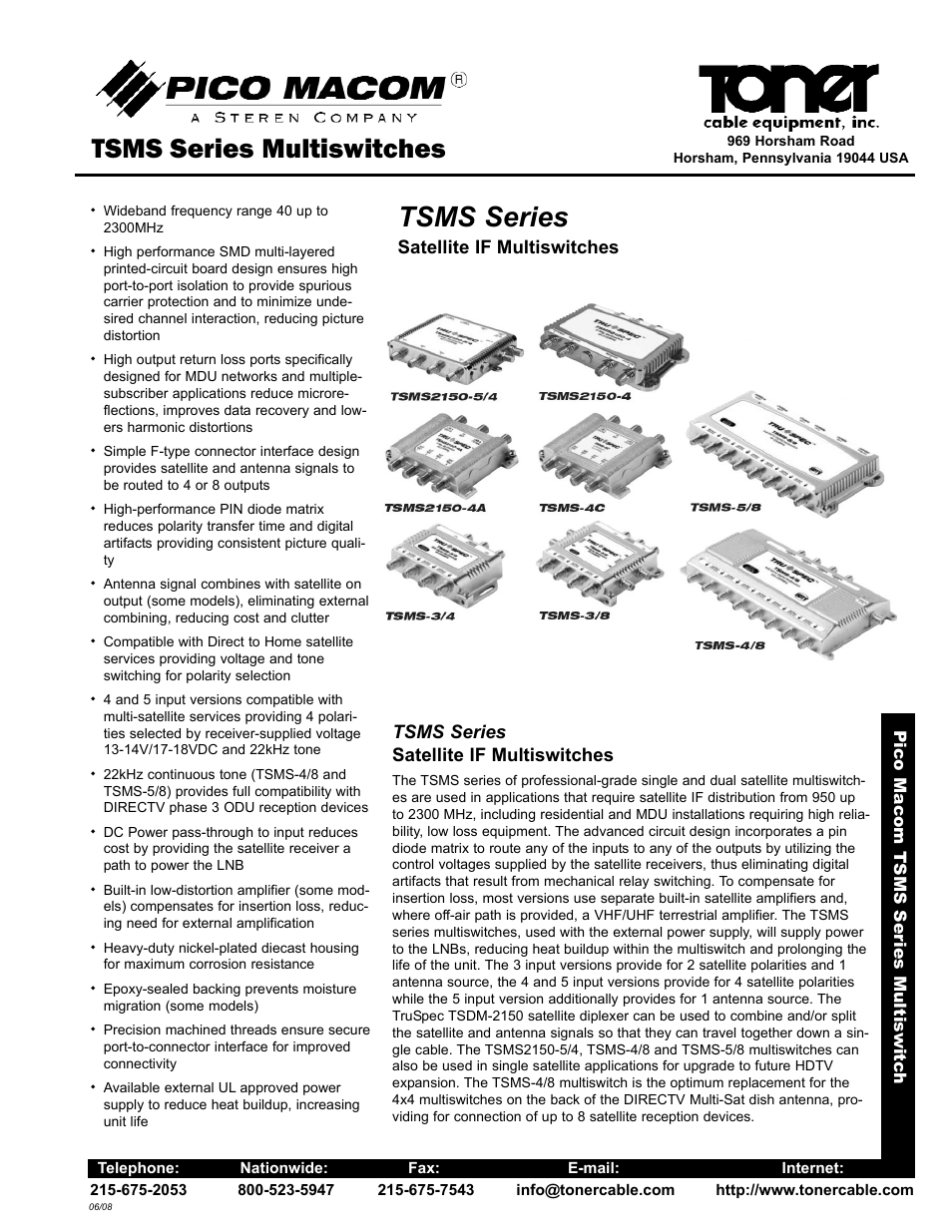Toner Cable TSMS Series Multiswitches User Manual | 2 pages
