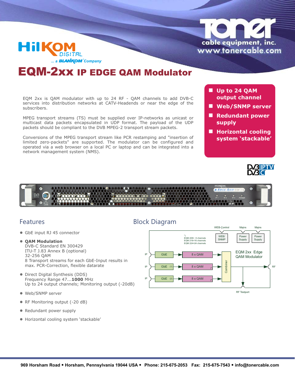 Toner Cable EQM 2xx EDGE QAM Modulator User Manual | 2 pages