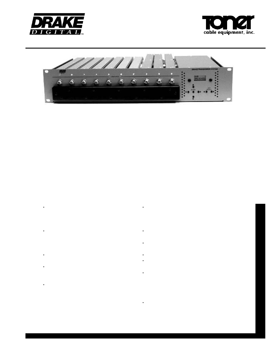 Toner Cable SCT2860 Digital Headend Transcoder User Manual | 2 pages