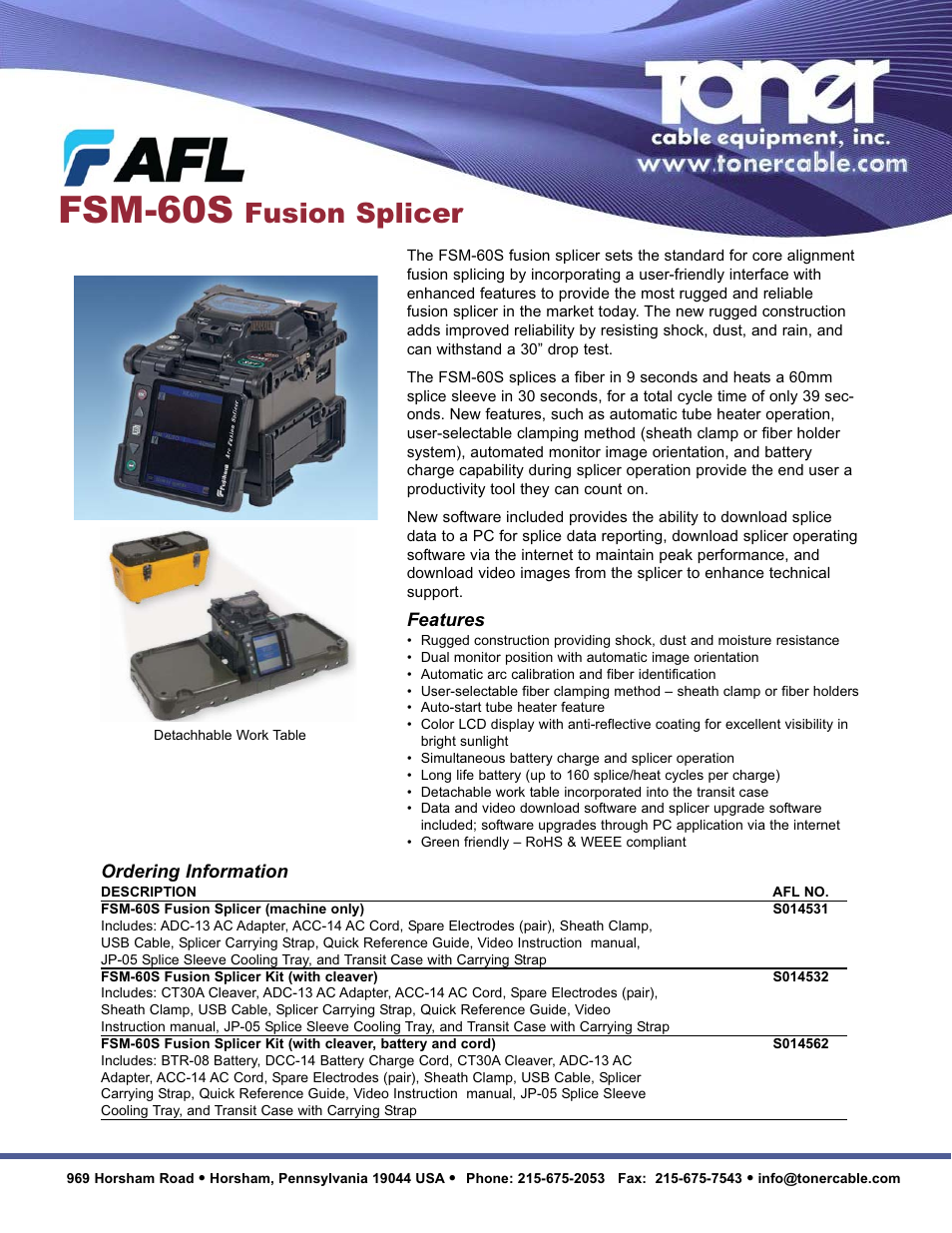 Toner Cable FSM-60S Fusion Splicer User Manual | 2 pages