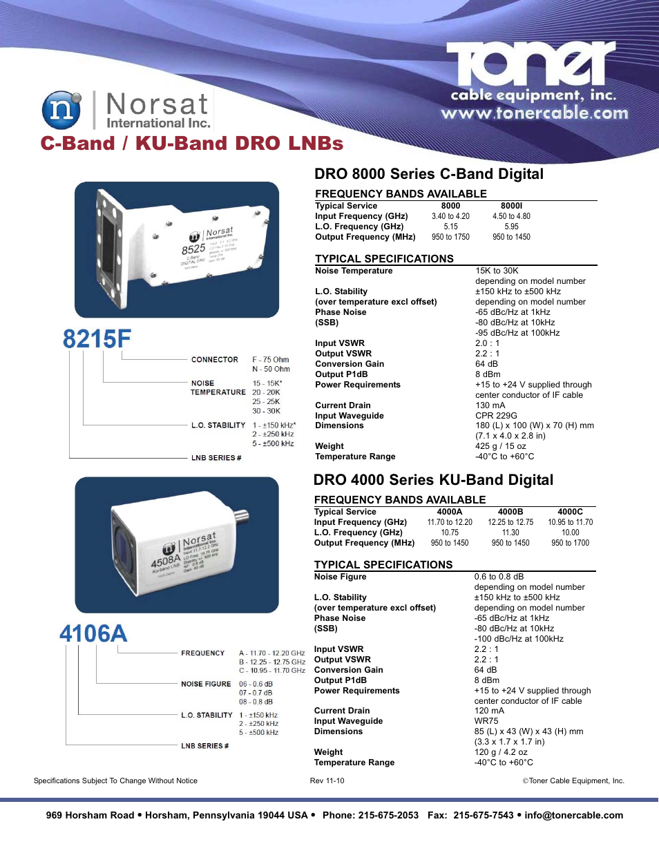 Toner Cable DRO 8000 Series C-Band Digital LNB User Manual | 1 page