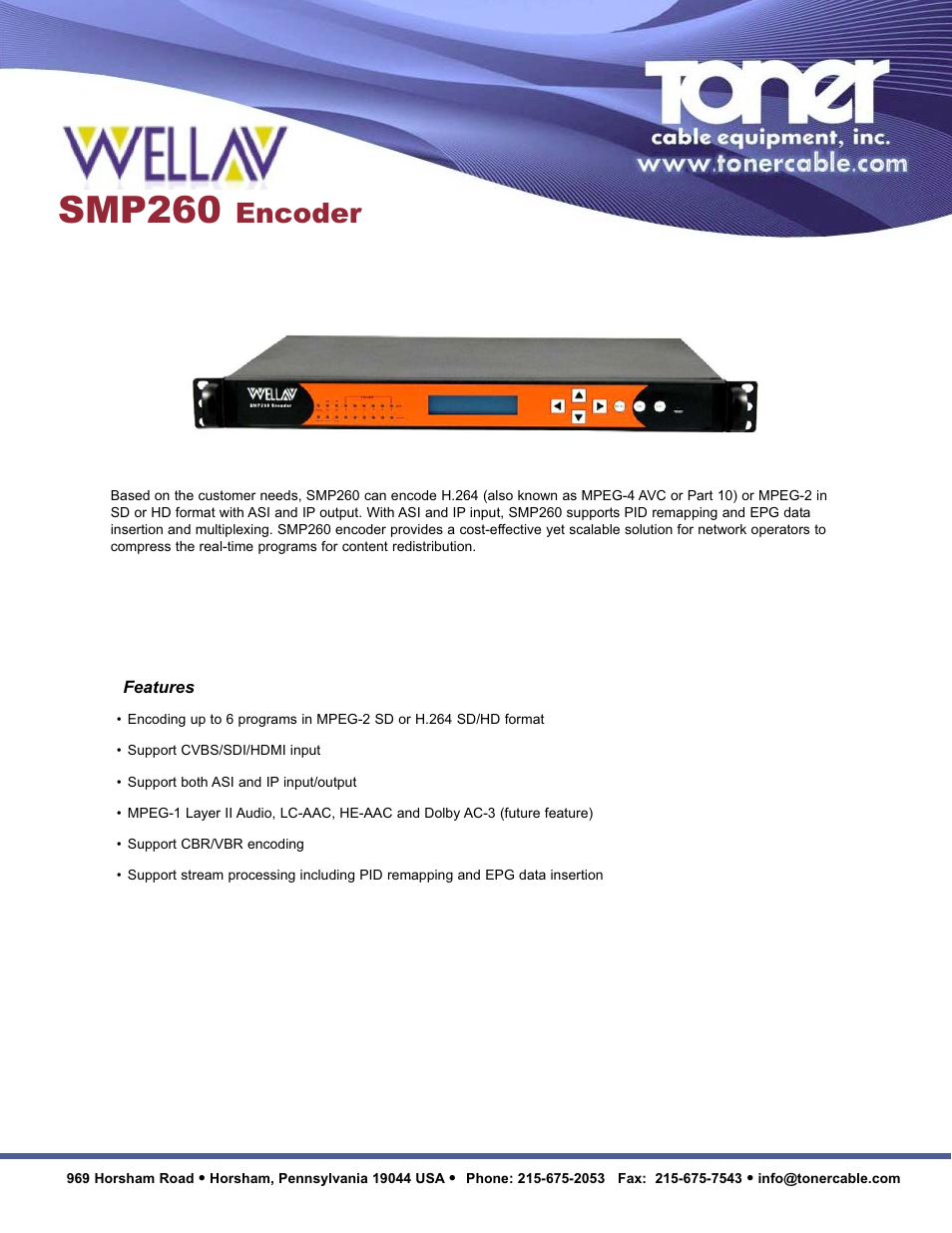 Toner Cable SMP260 Encoder User Manual | 2 pages