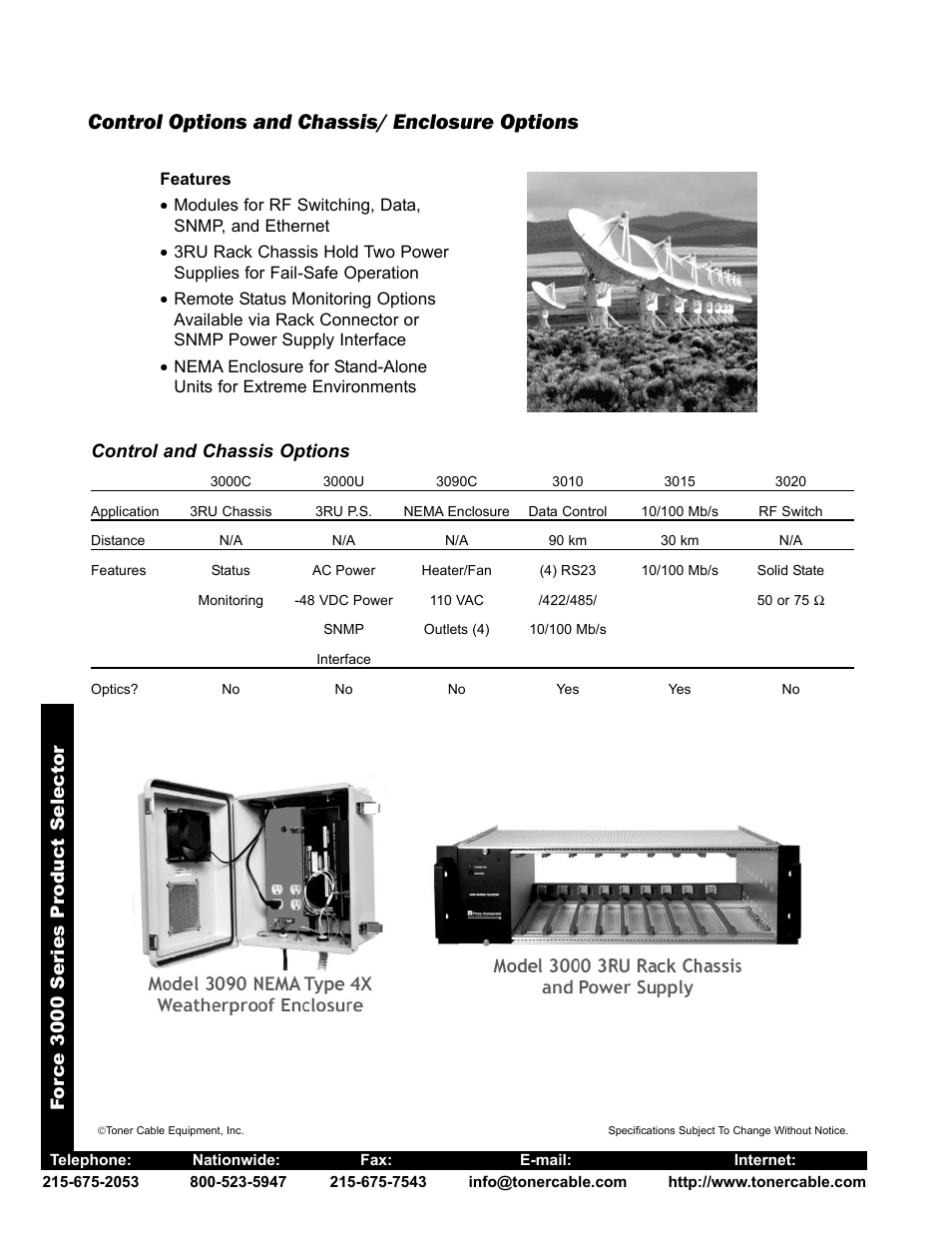 Control options and chassis/ enclosure options | Toner Cable 3000 Chassis Control Options and Chassis_Enclosure Options User Manual | Page 2 / 2